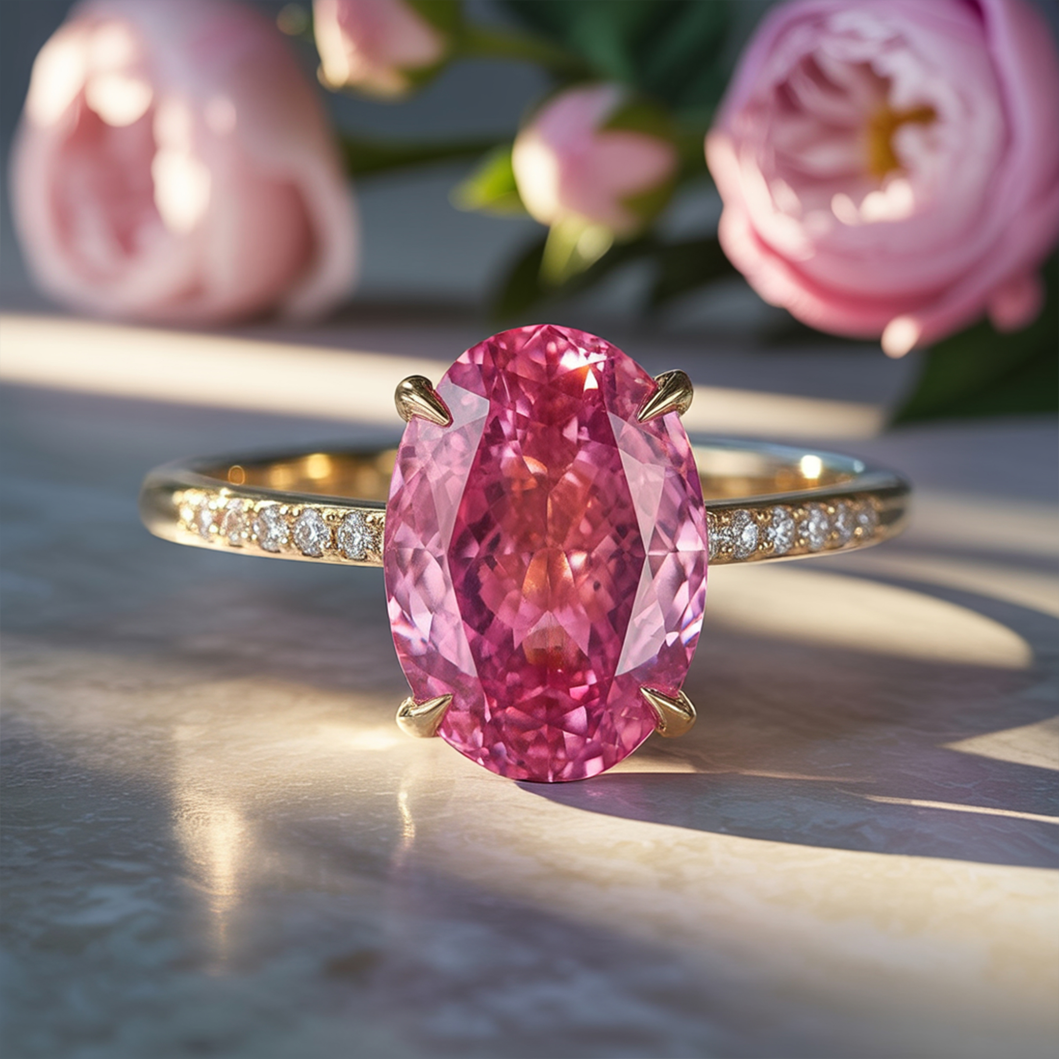 Der Opalin-Ring mit rosa Moissanit