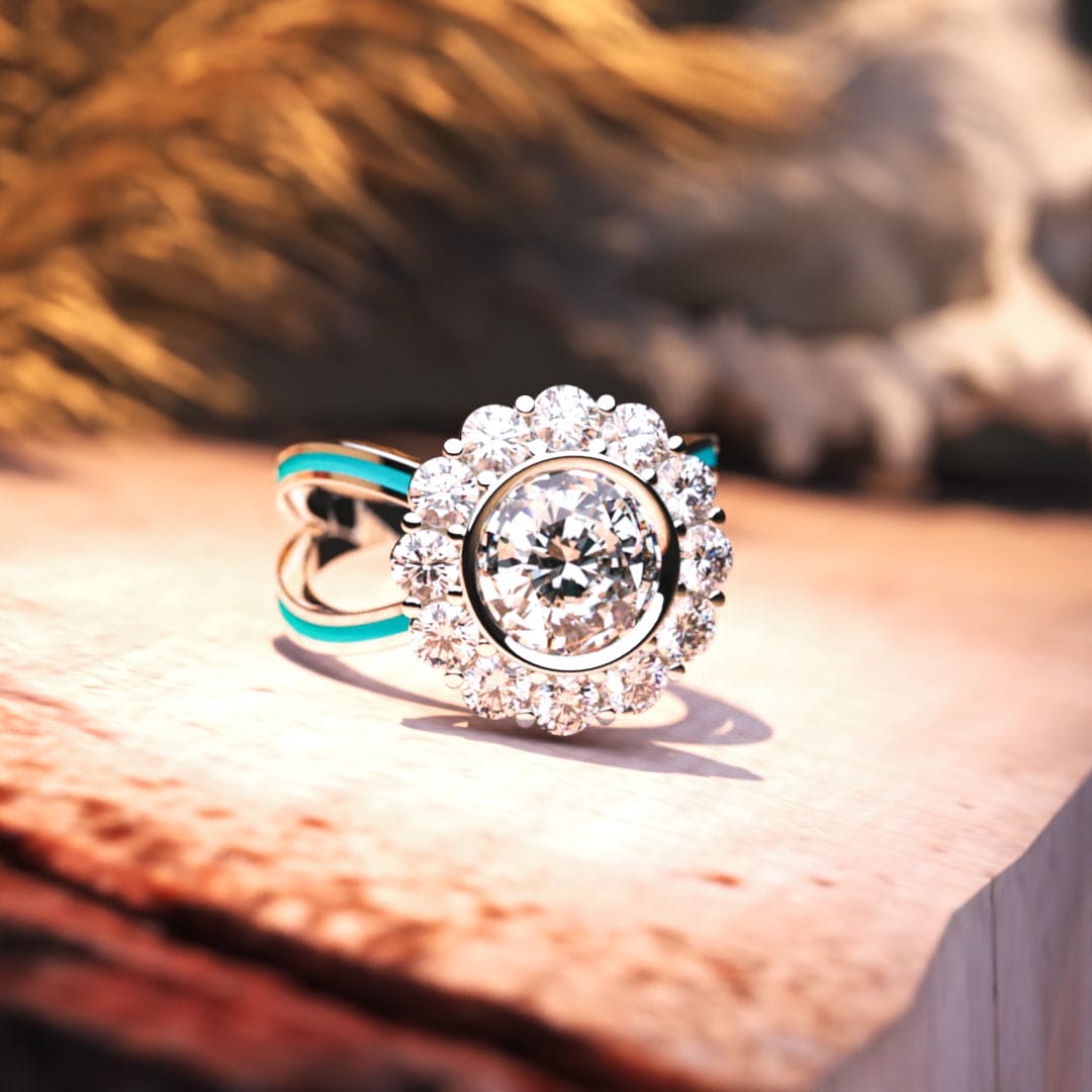 Ocean's Bloom: Diamond Cluster Ring - S925 Sterling Silver