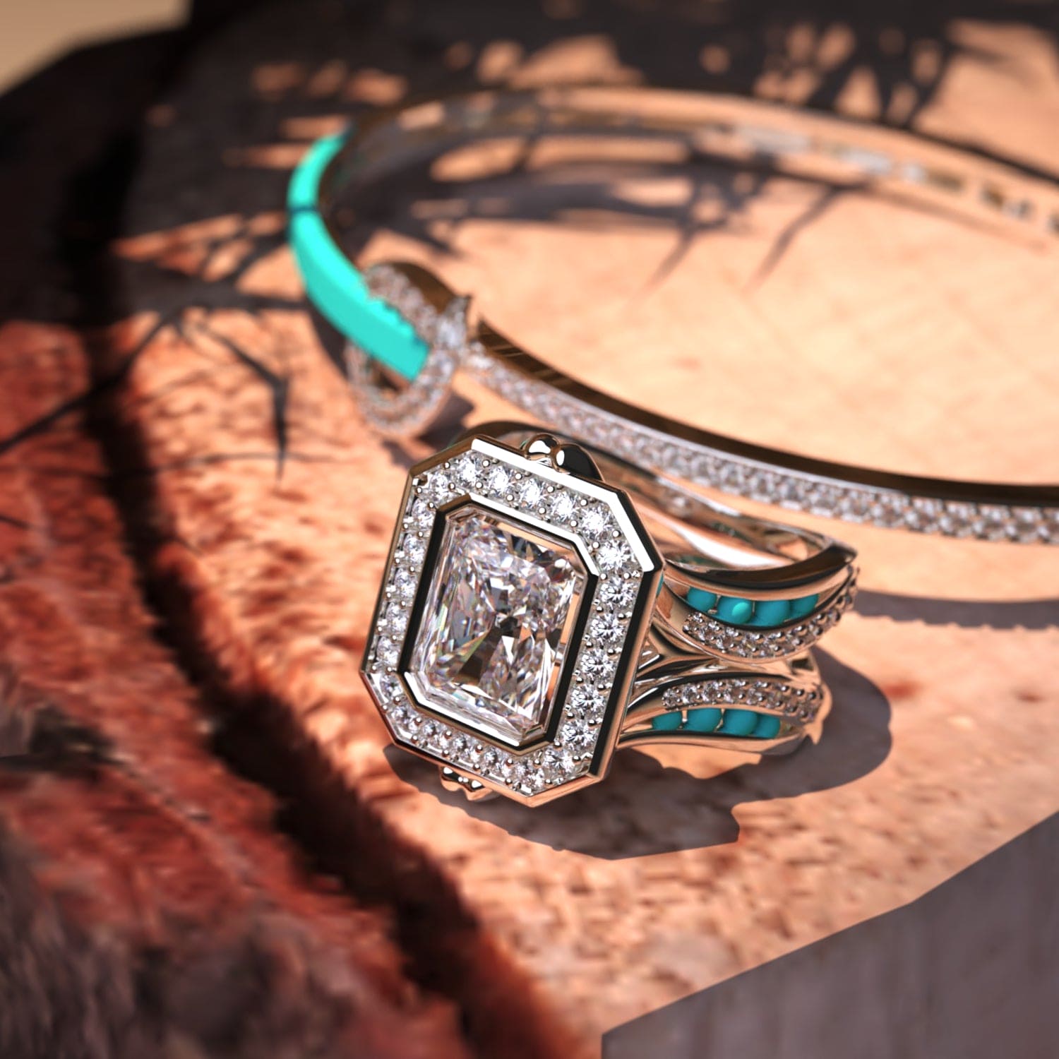 The Ocean's Crown: Diamantring + GRATIS Armband - S925 Sterling Silber