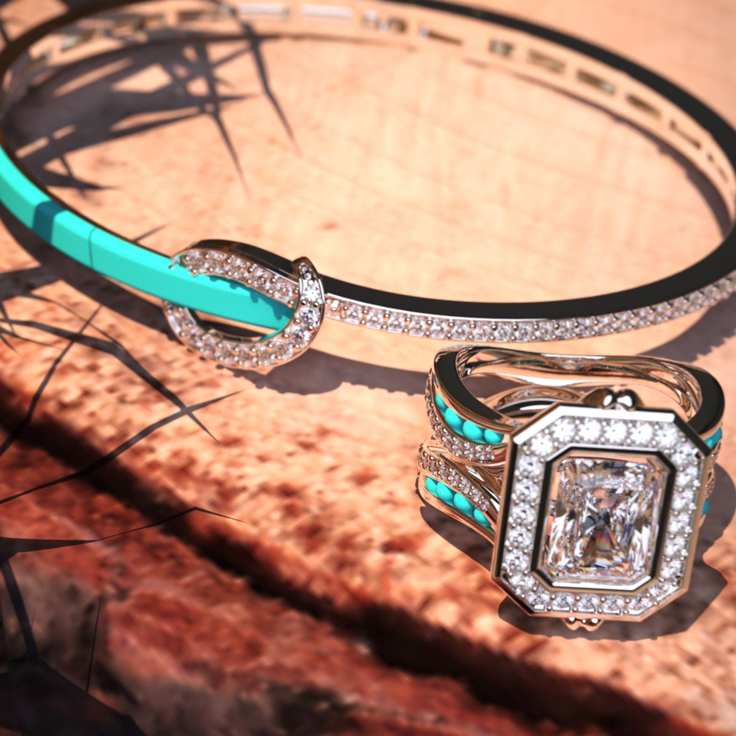 The Ocean's Crown: Diamantring + GRATIS Armband - S925 Sterling Silber