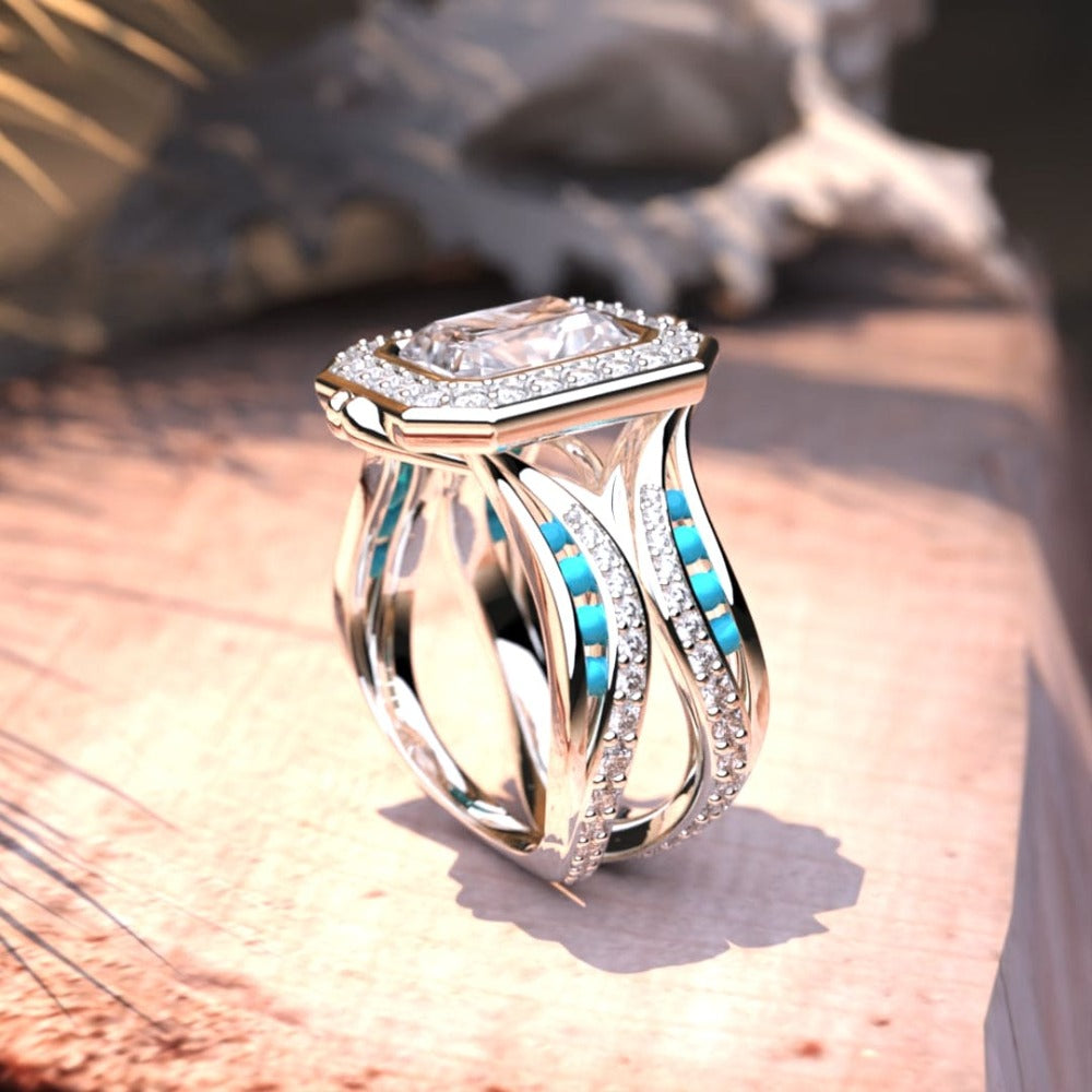 The Ocean's Crown: Ethischer Diamantring – S925 Sterling Silber