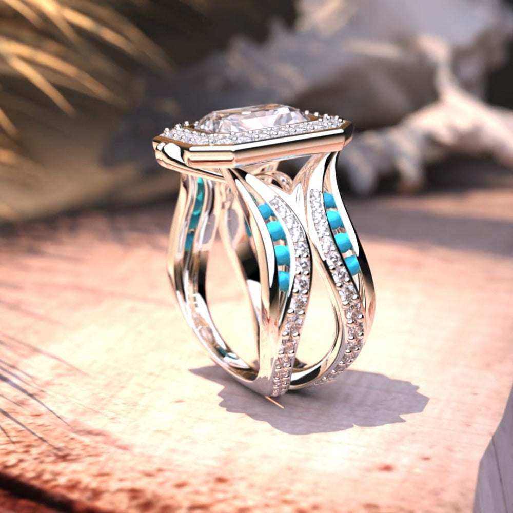 The Ocean's Crown: Ethischer Diamantring – S925 Sterling Silber