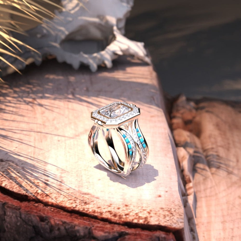 The Ocean's Crown: Ethischer Diamantring – S925 Sterling Silber