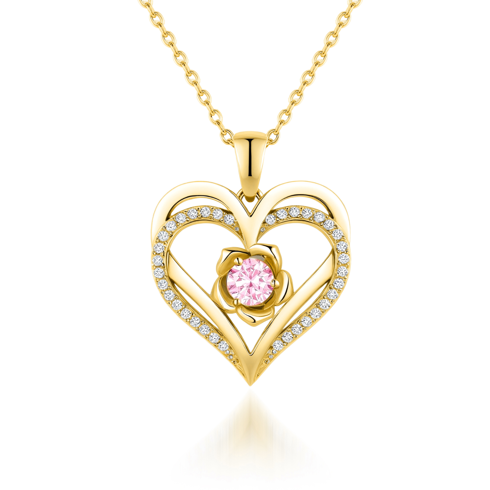Bloem Hart Geboortesteen Ketting Hanger