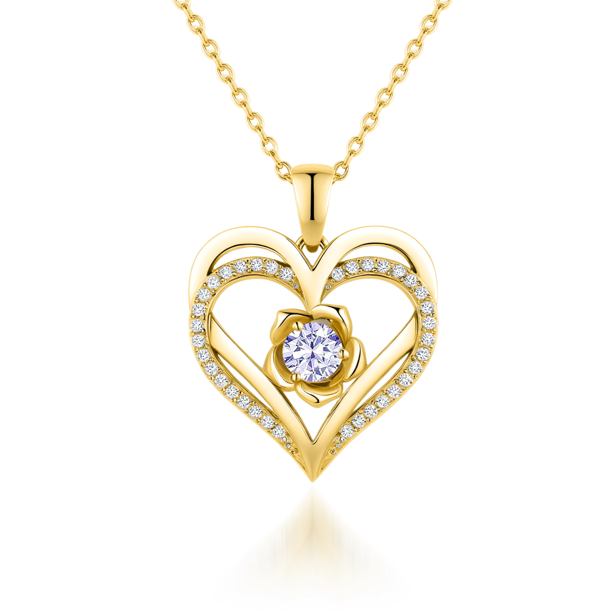 Bloem Hart Geboortesteen Ketting Hanger