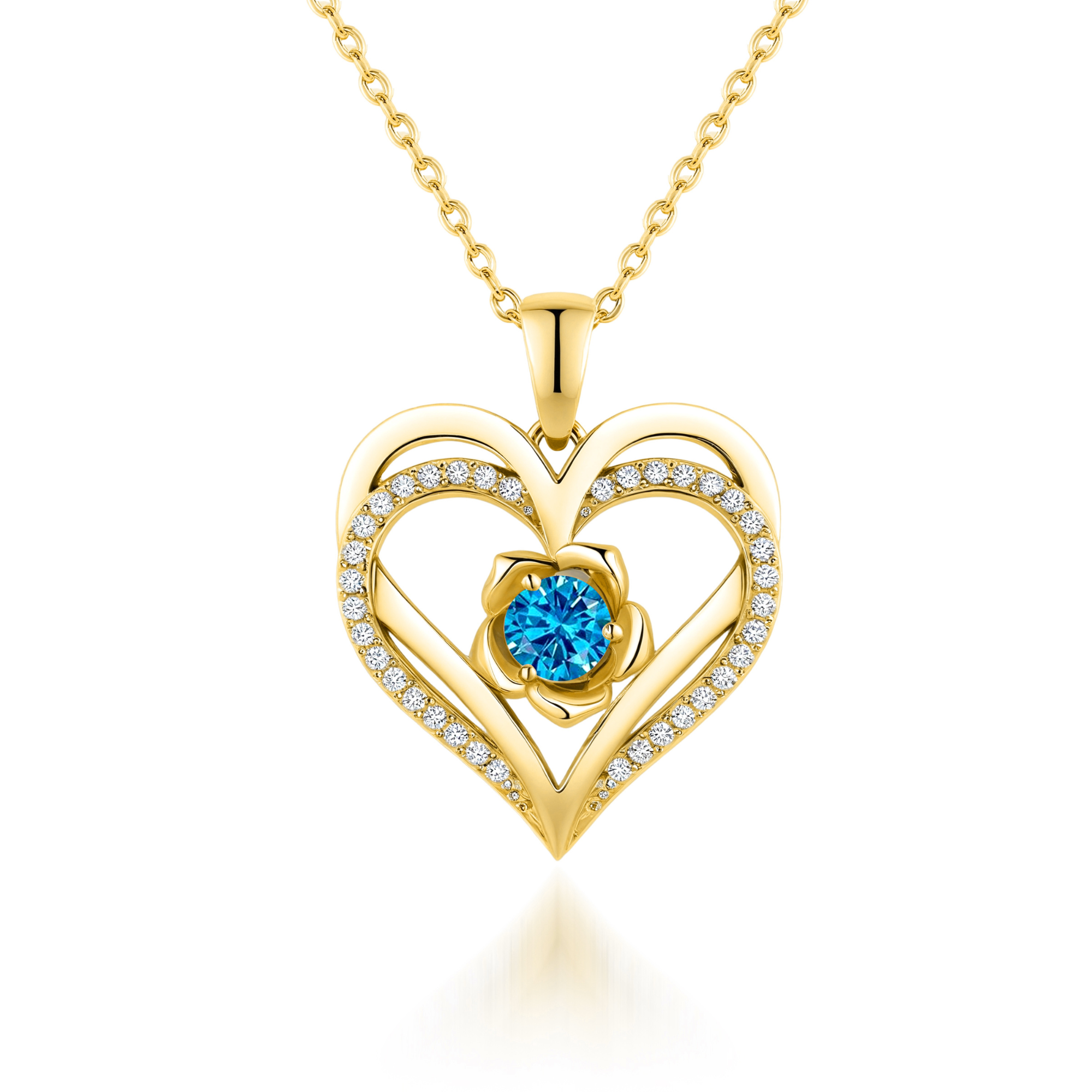 Bloem Hart Geboortesteen Ketting Hanger