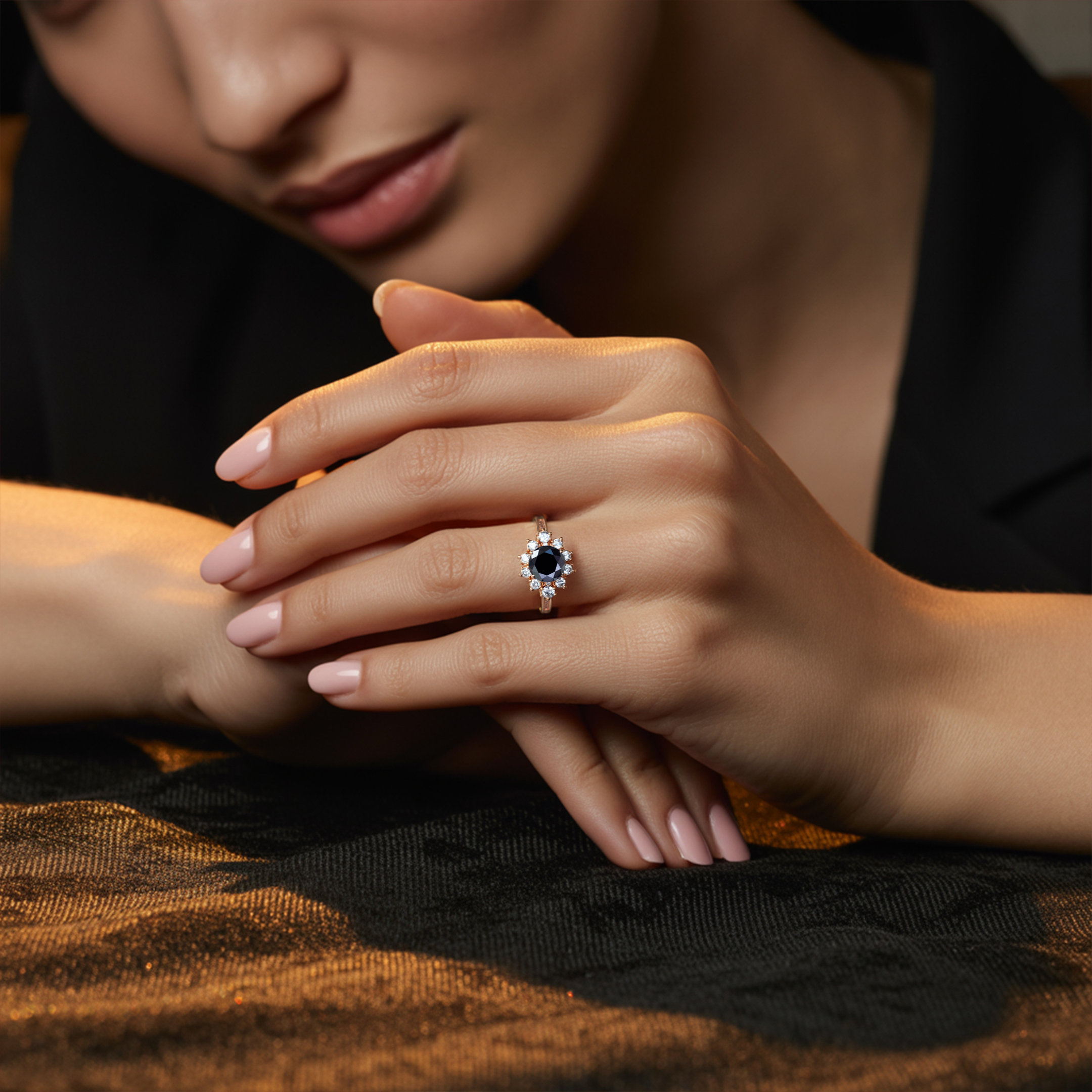 De Bethany - Zwarte Moissanite Ring