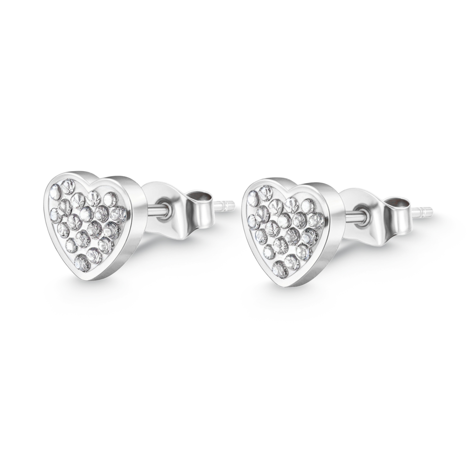 Diamanten Cluster Zilveren Hart Oorknopjes