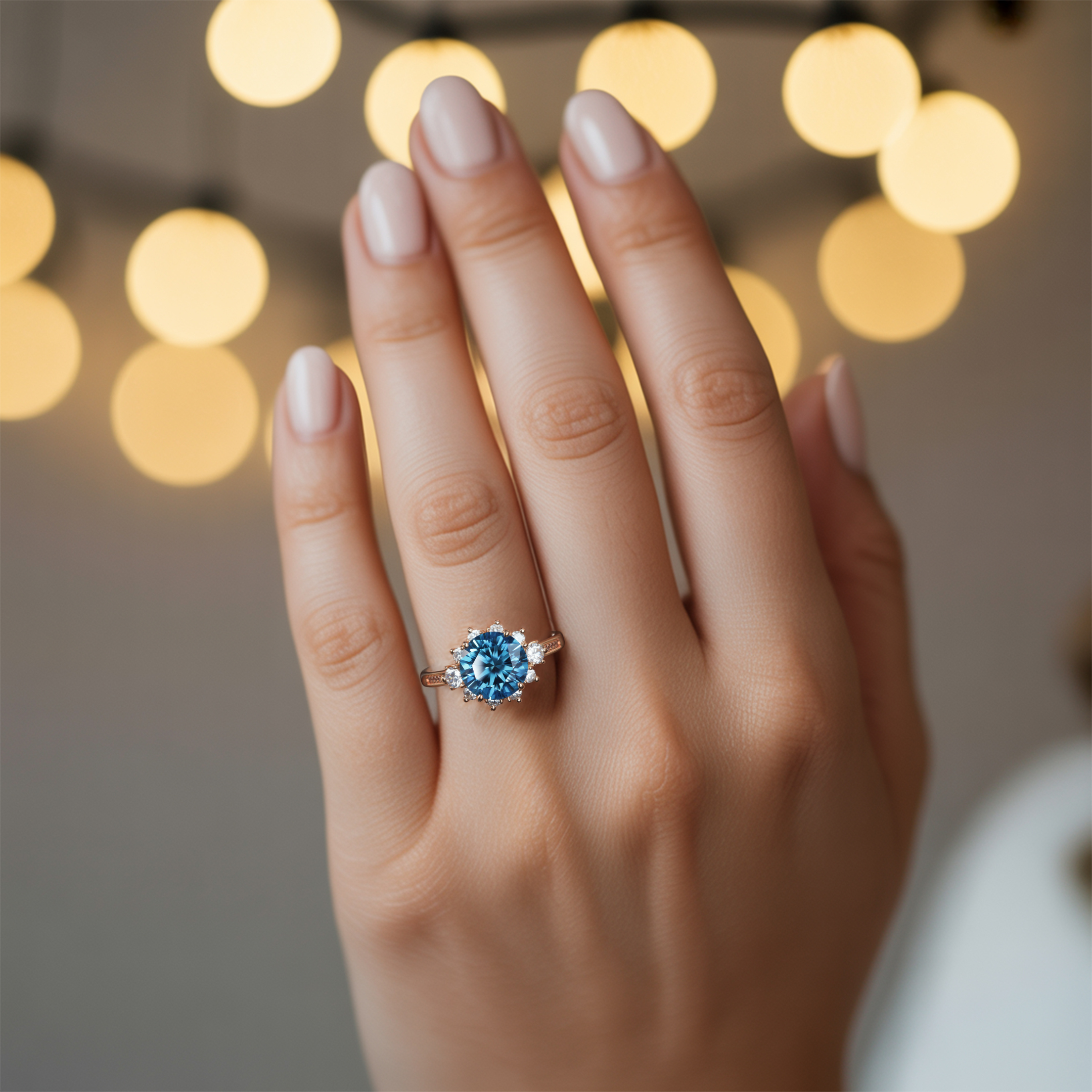 La bague Bethany, moissanite bleue 5CT