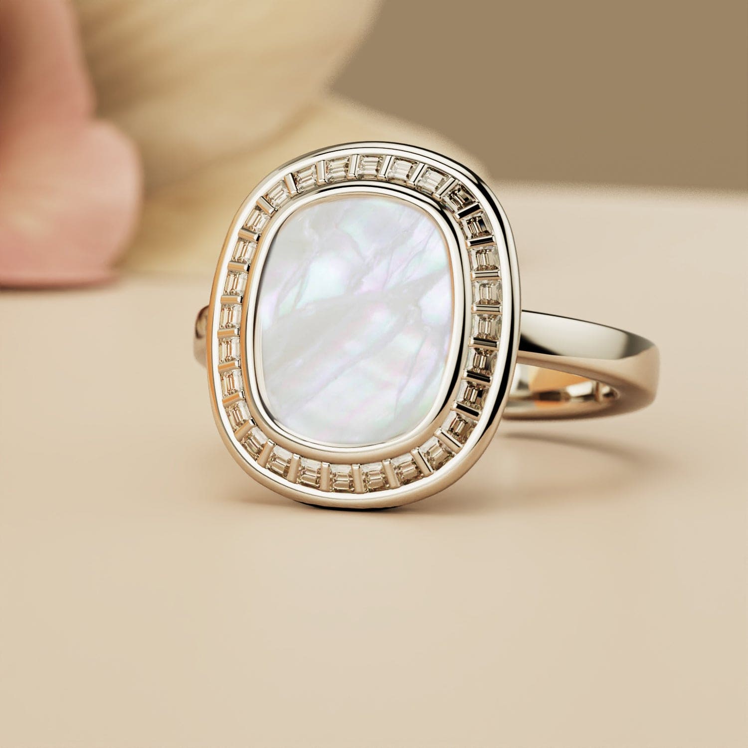 Pearlescent Dream: Mother of Pearl Ring - S925 Sterling Silver