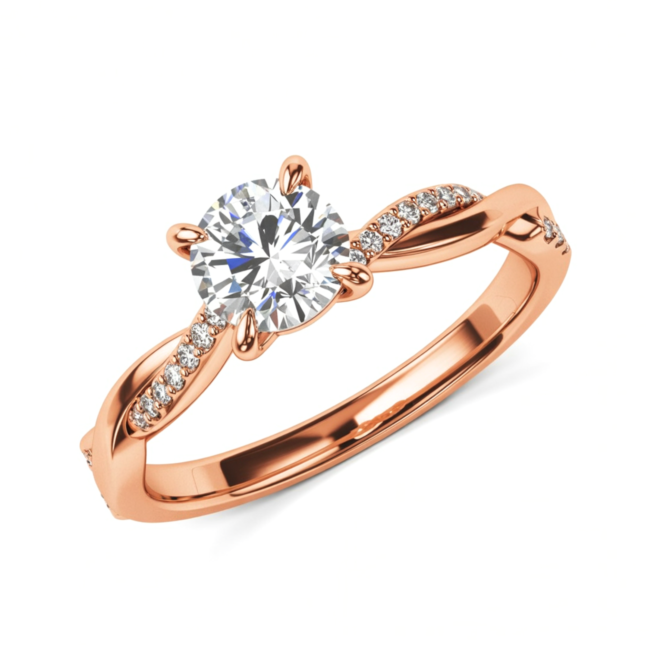 Gedraaide Band 1CT Ronde Moissaniet Ring
