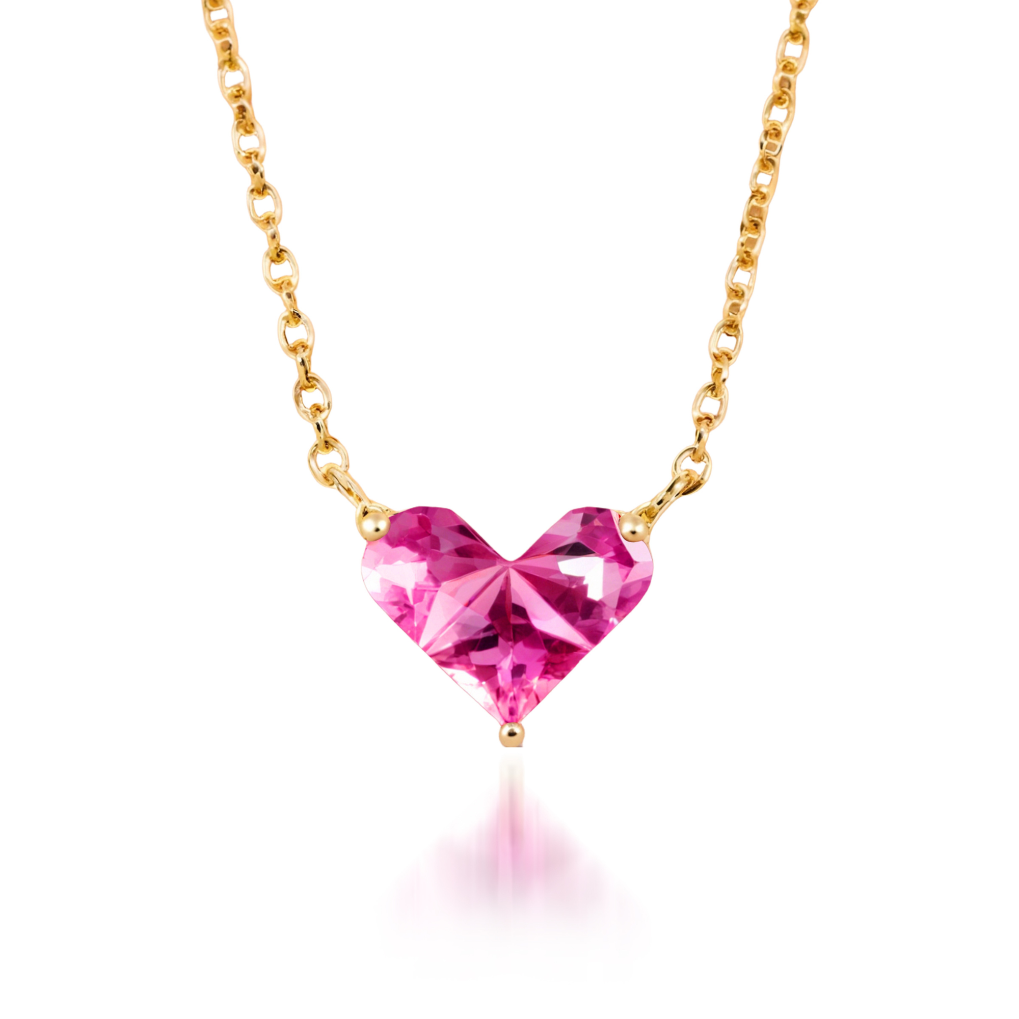 Roze Hart Geslepen Gouden Hanger Ketting
