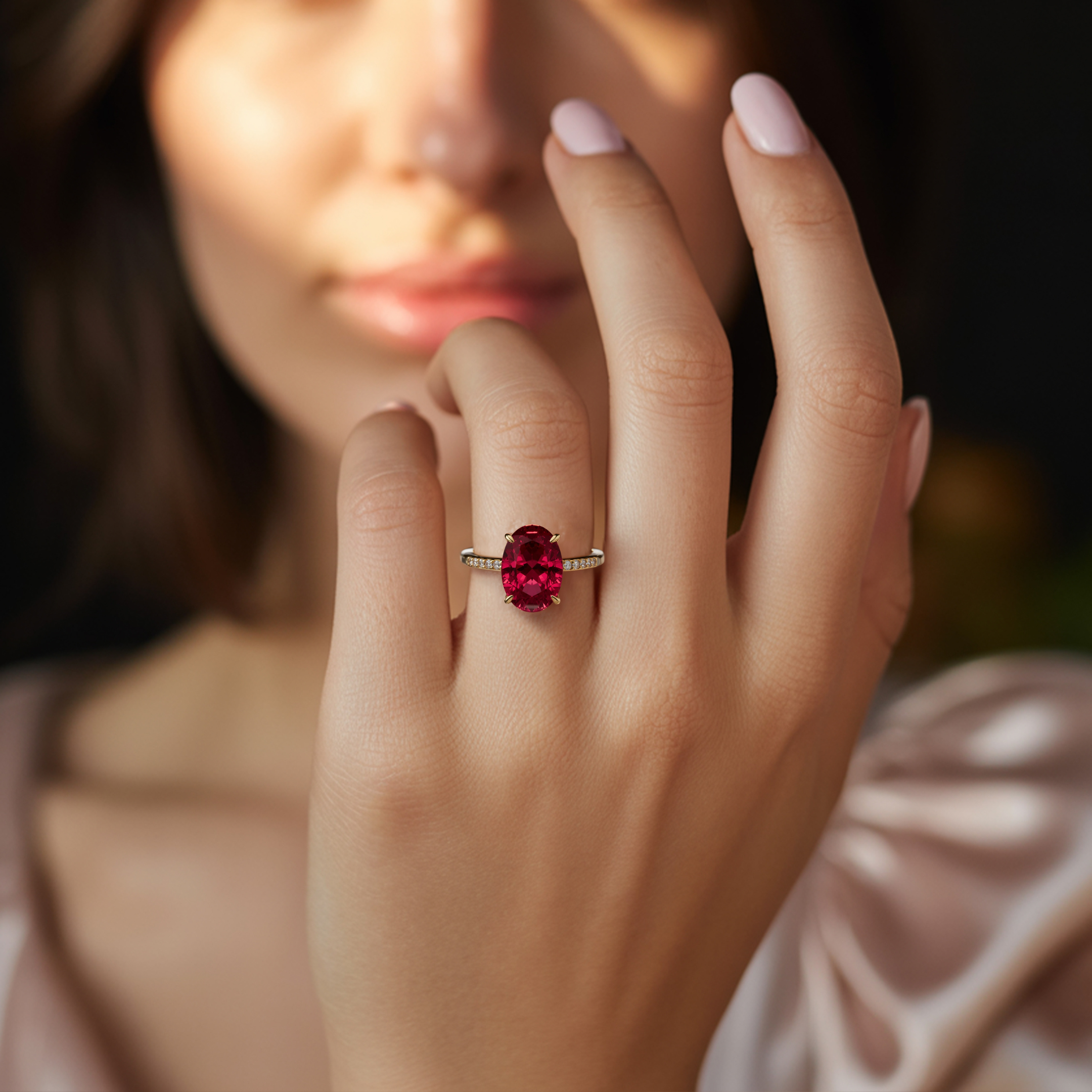 Der Opalin-Rot-Moissanit-Ring