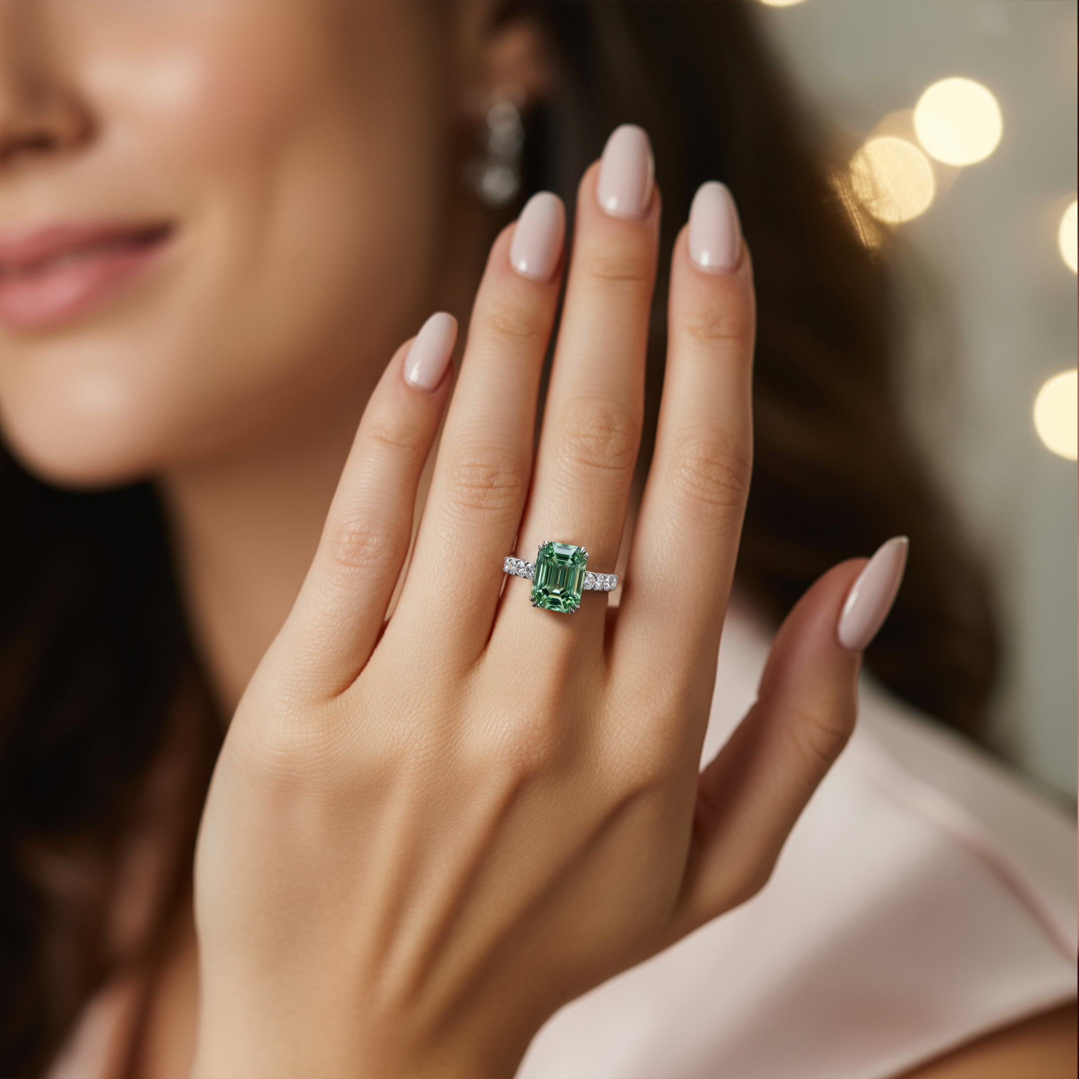The Camilla - Green Moissanite Ring