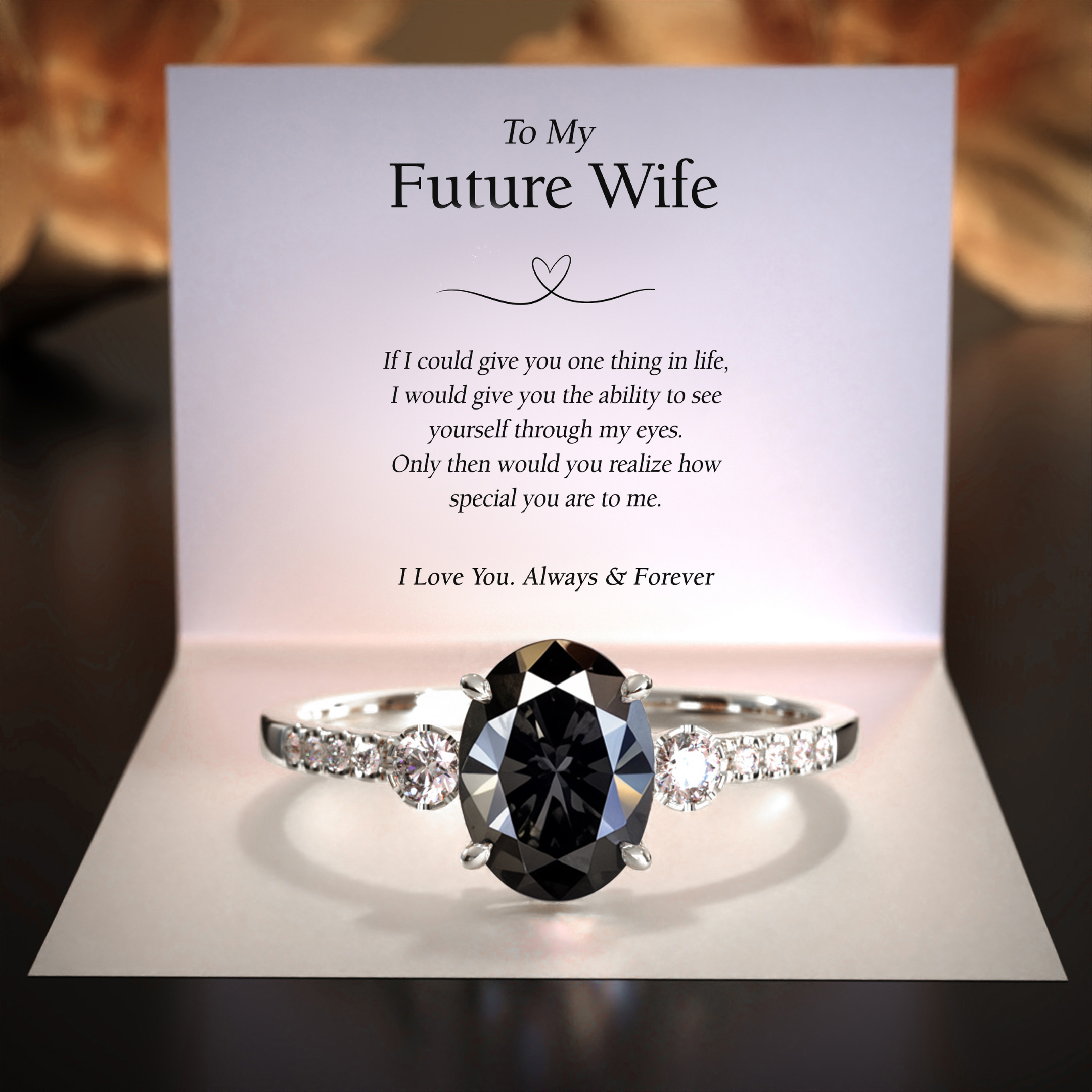 The Luna | To My Future Wife 2CT Oval Cut Black Moissanite Ring