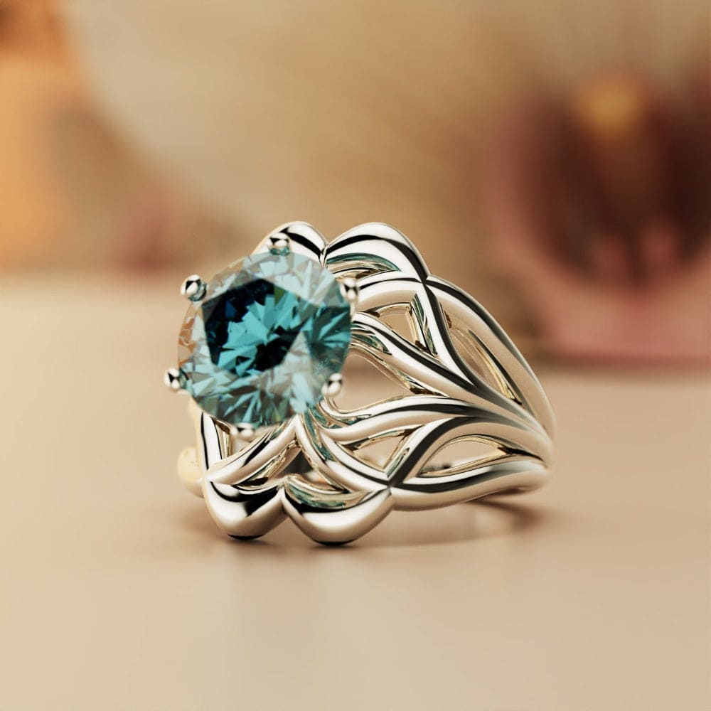 Azure Dream: Round-Cut Aquamarine Ring - S925 Sterling Silver
