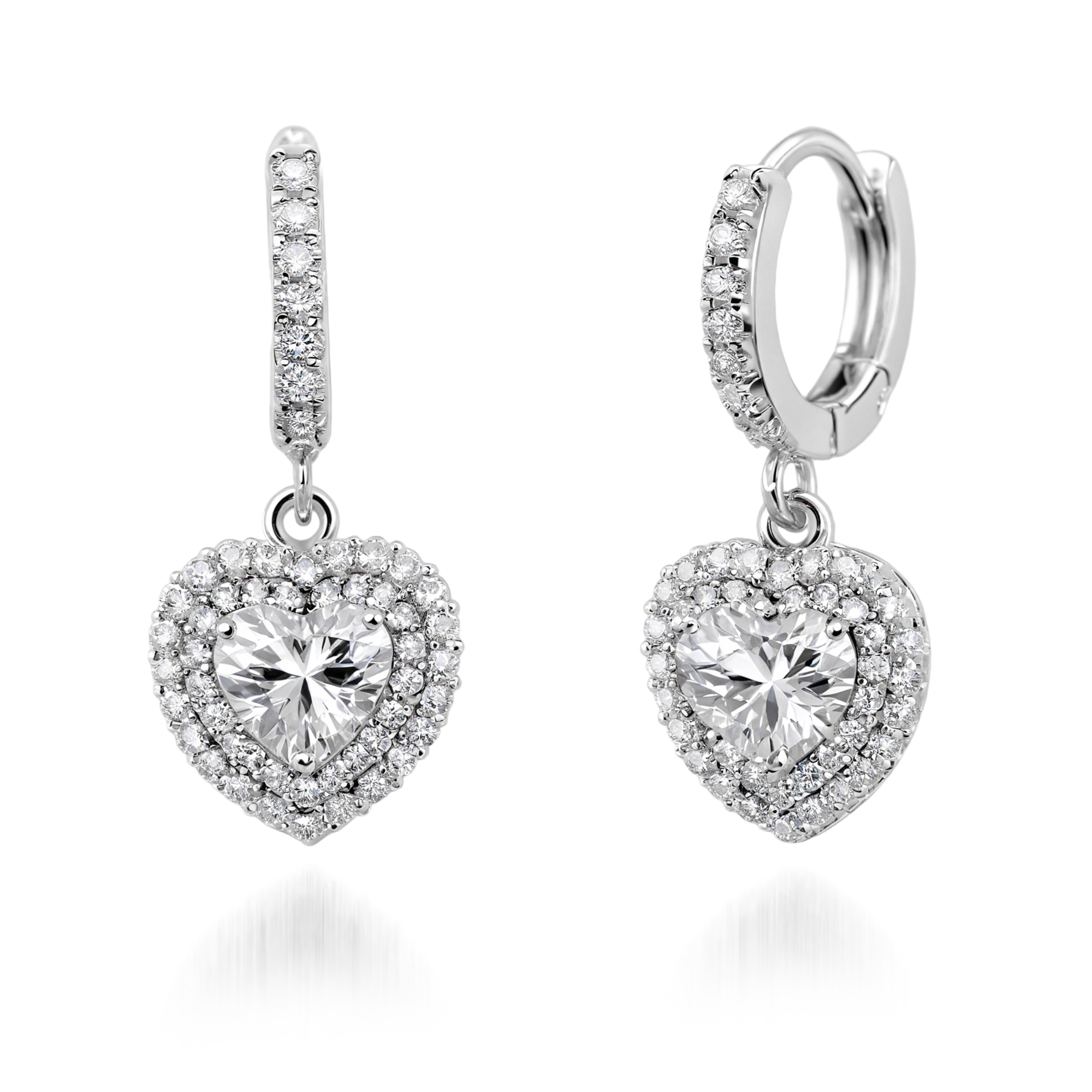 Elegante Diamant-Herz-Tropfenohrringe