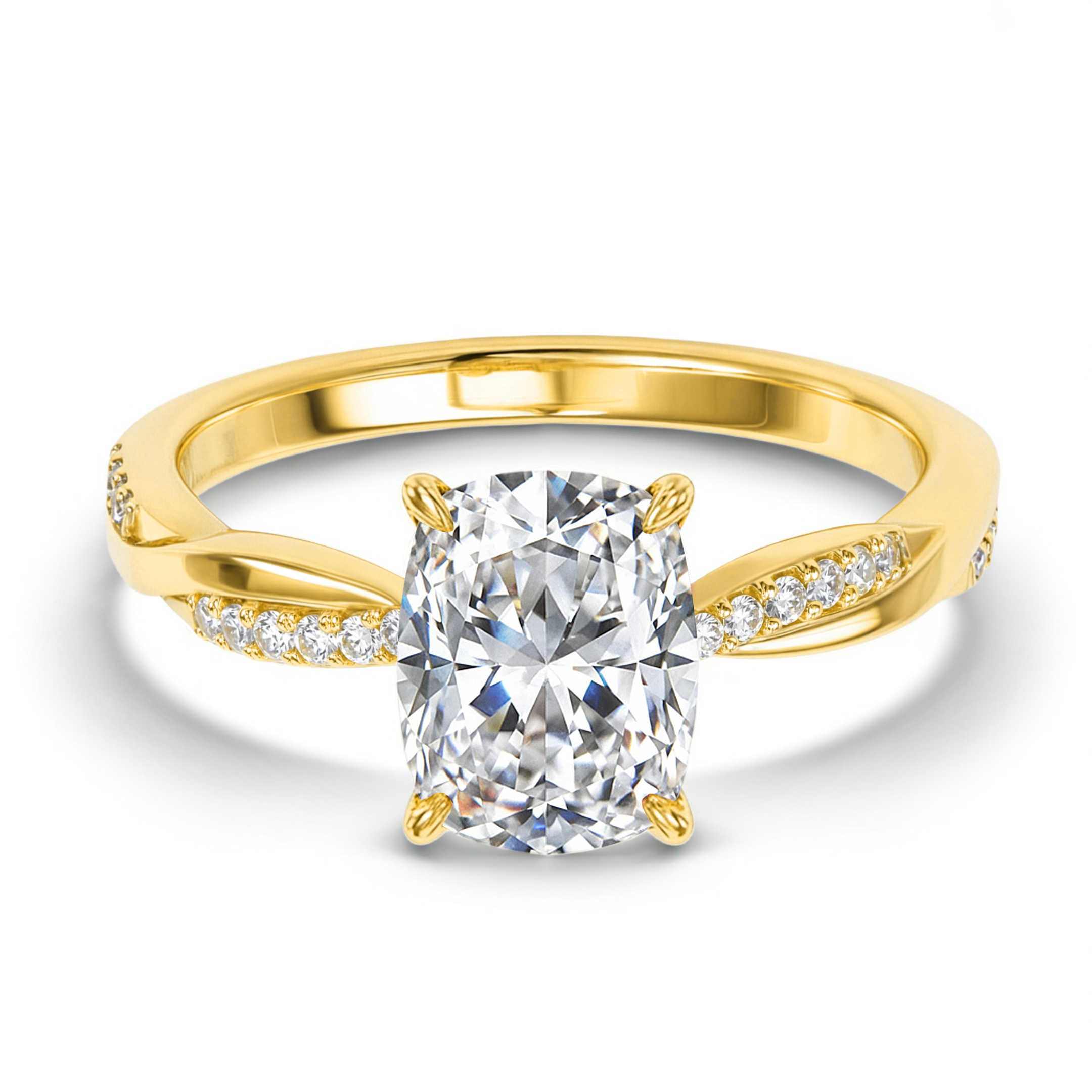 Twisted Band 1CT Cushion Cut Moissanite Ring