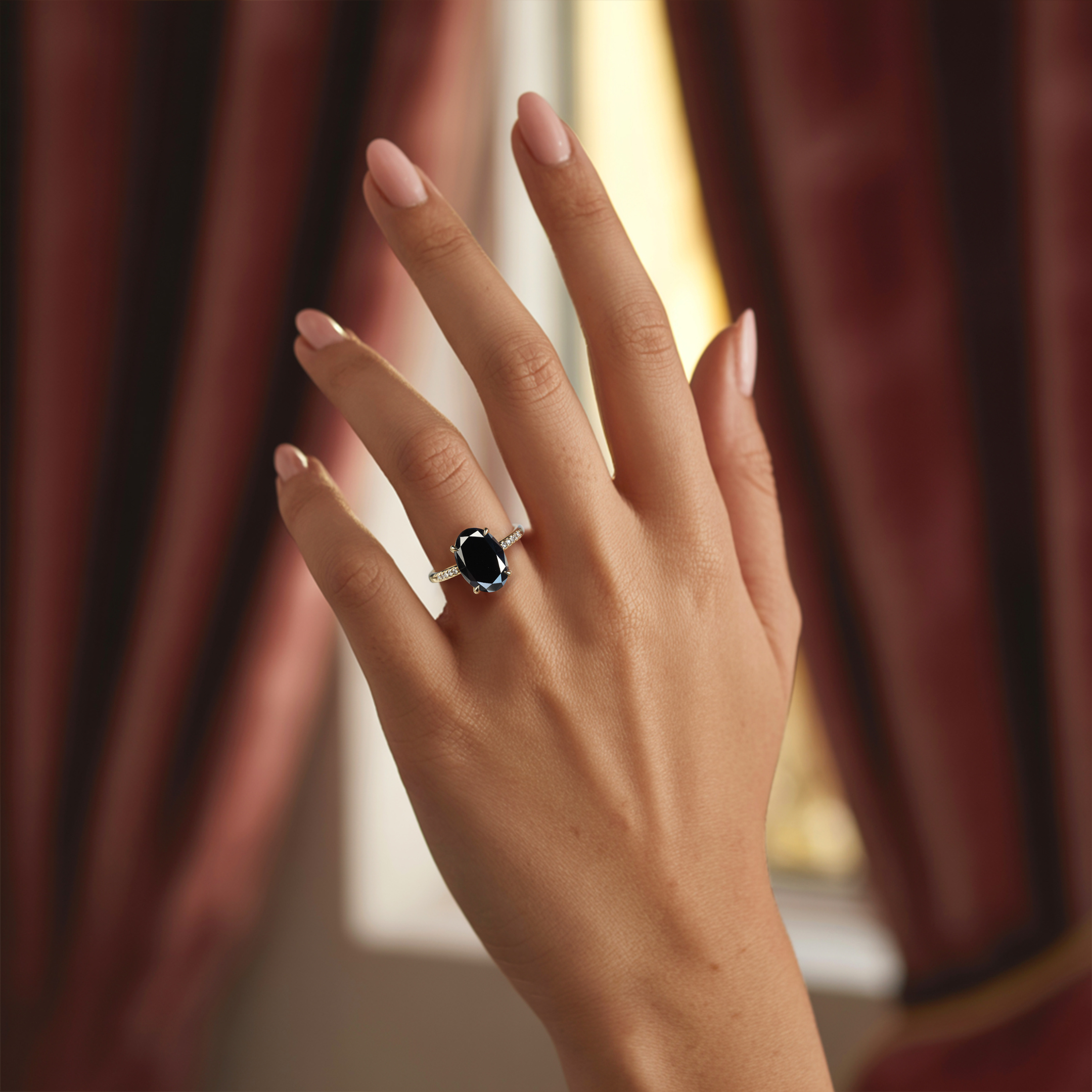 Der Opalin-Schwarz-Moissanit-Ring