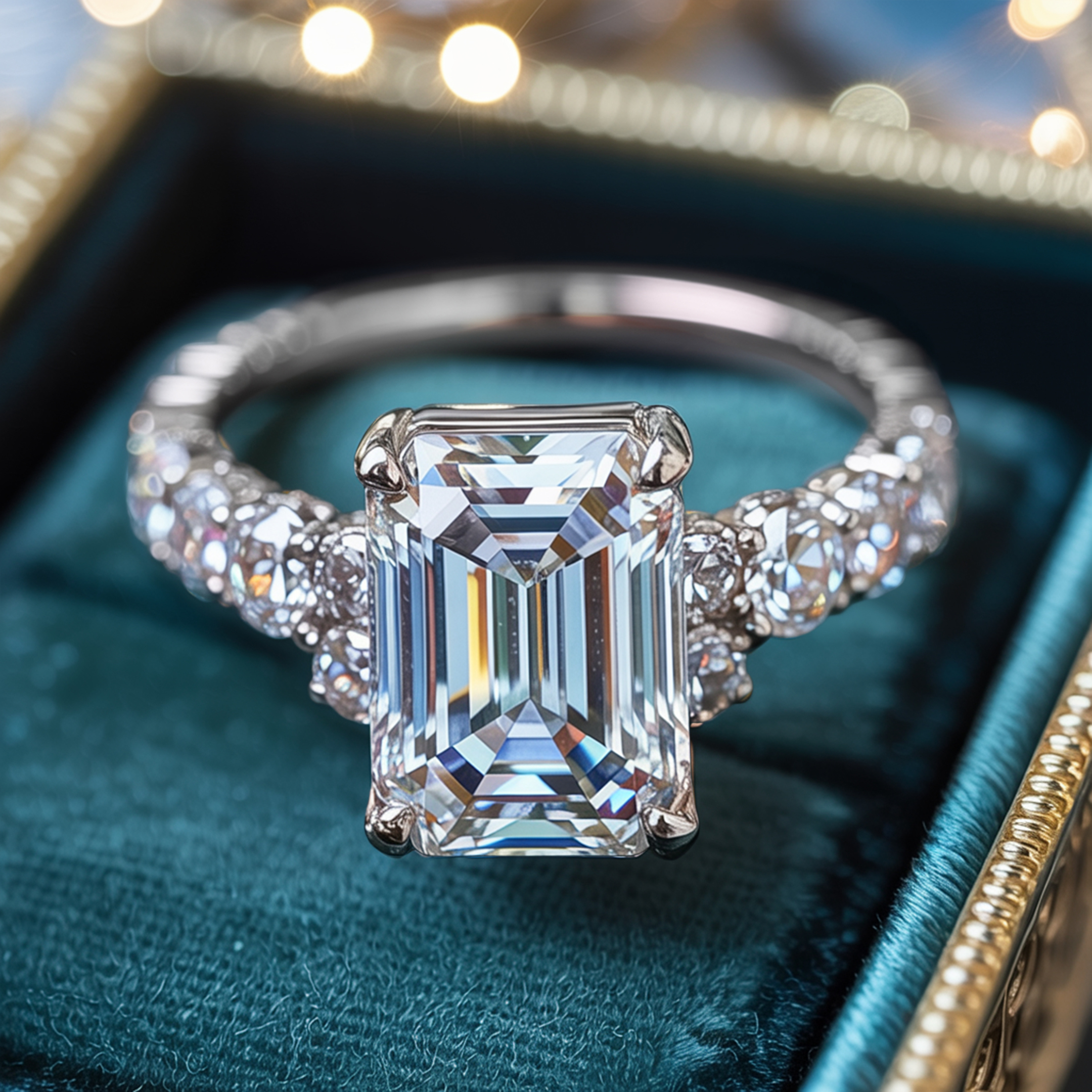 The Adelina Rae 5CT Emerald Cut Moissanite Ring