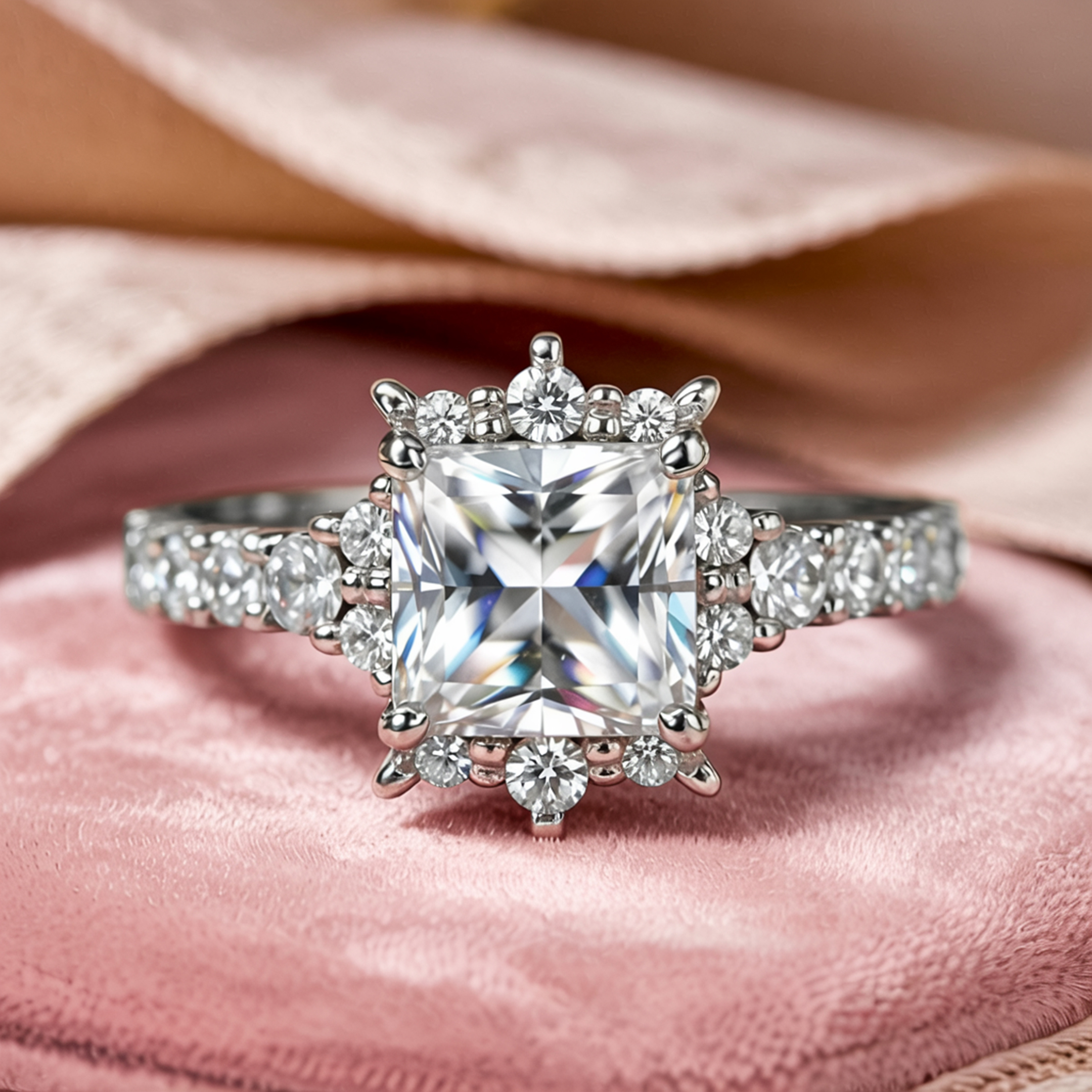 The Caterina 1CT Princess Cut White Moissanite Ring