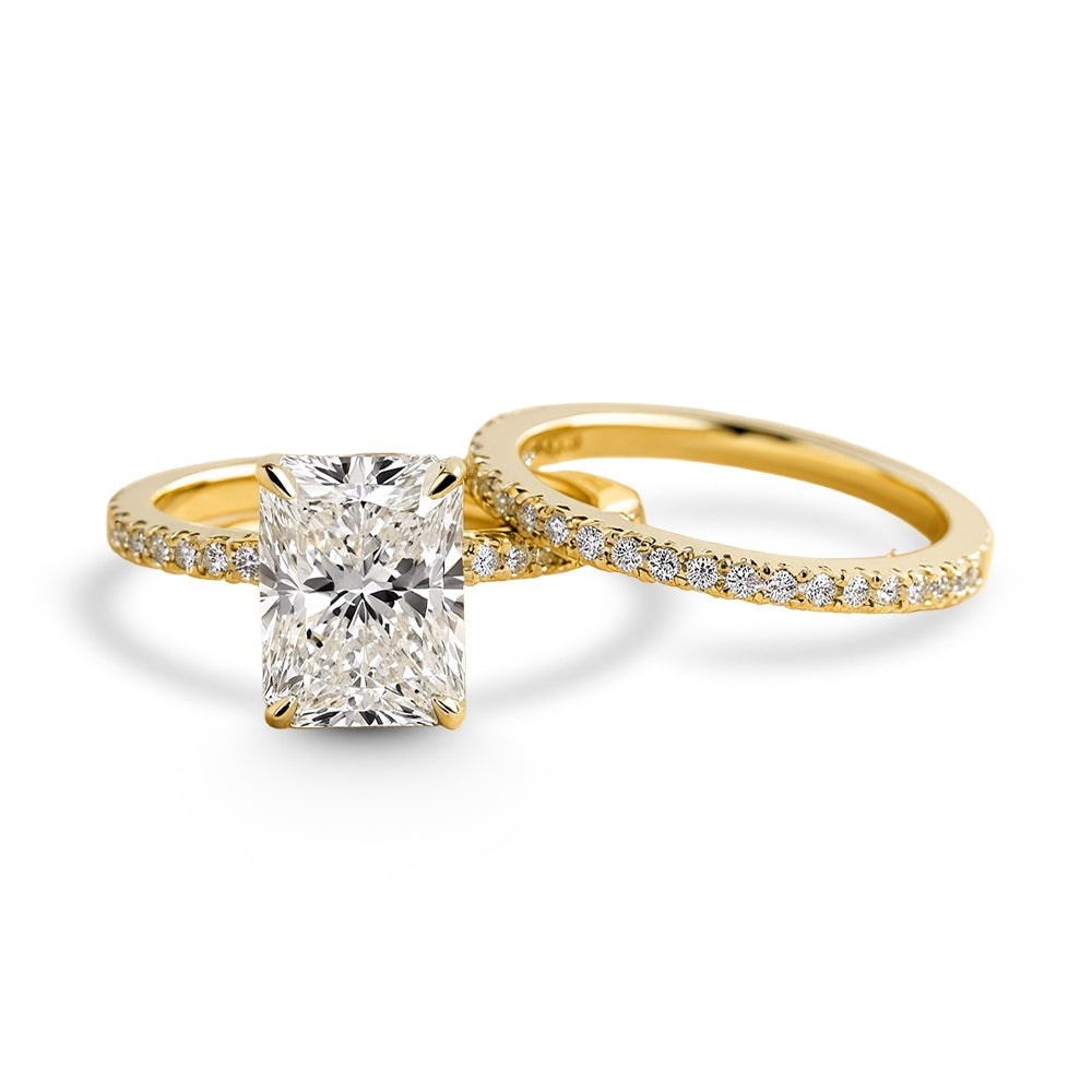 2-teiliges Moissanit-Ringset im Radiantschliff