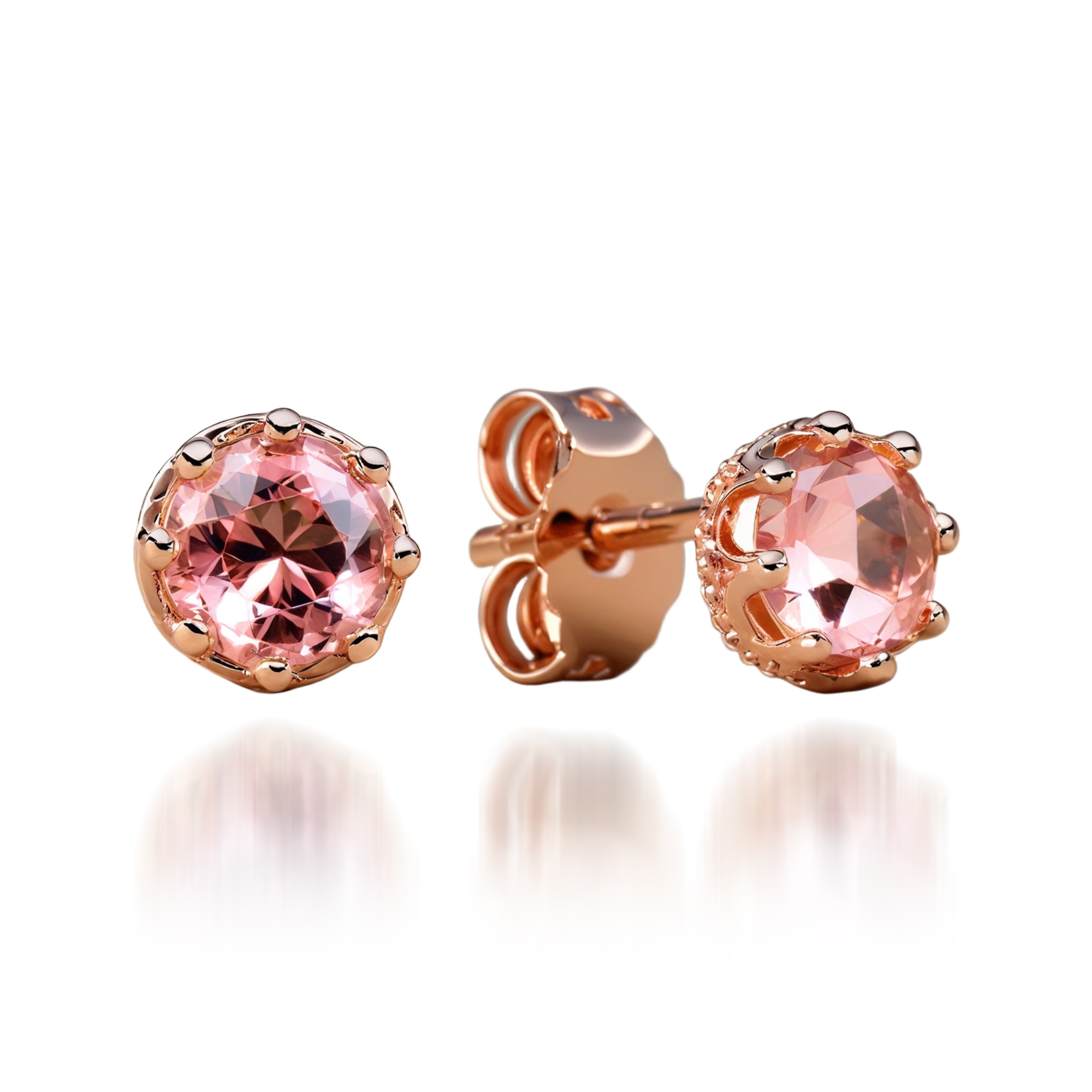 Roze Diamant Roségouden Oorknopjes