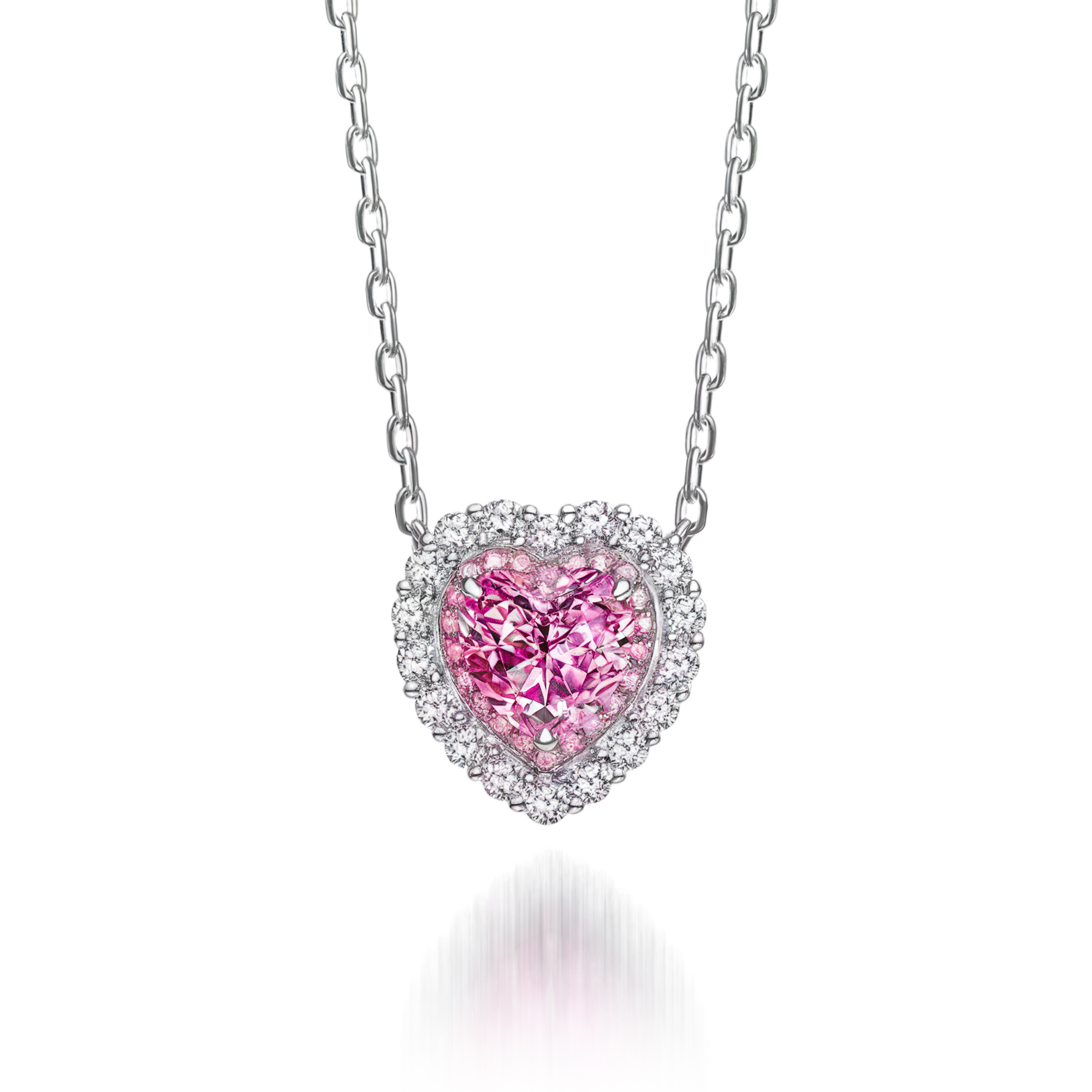 Halo Roze Hart Ketting