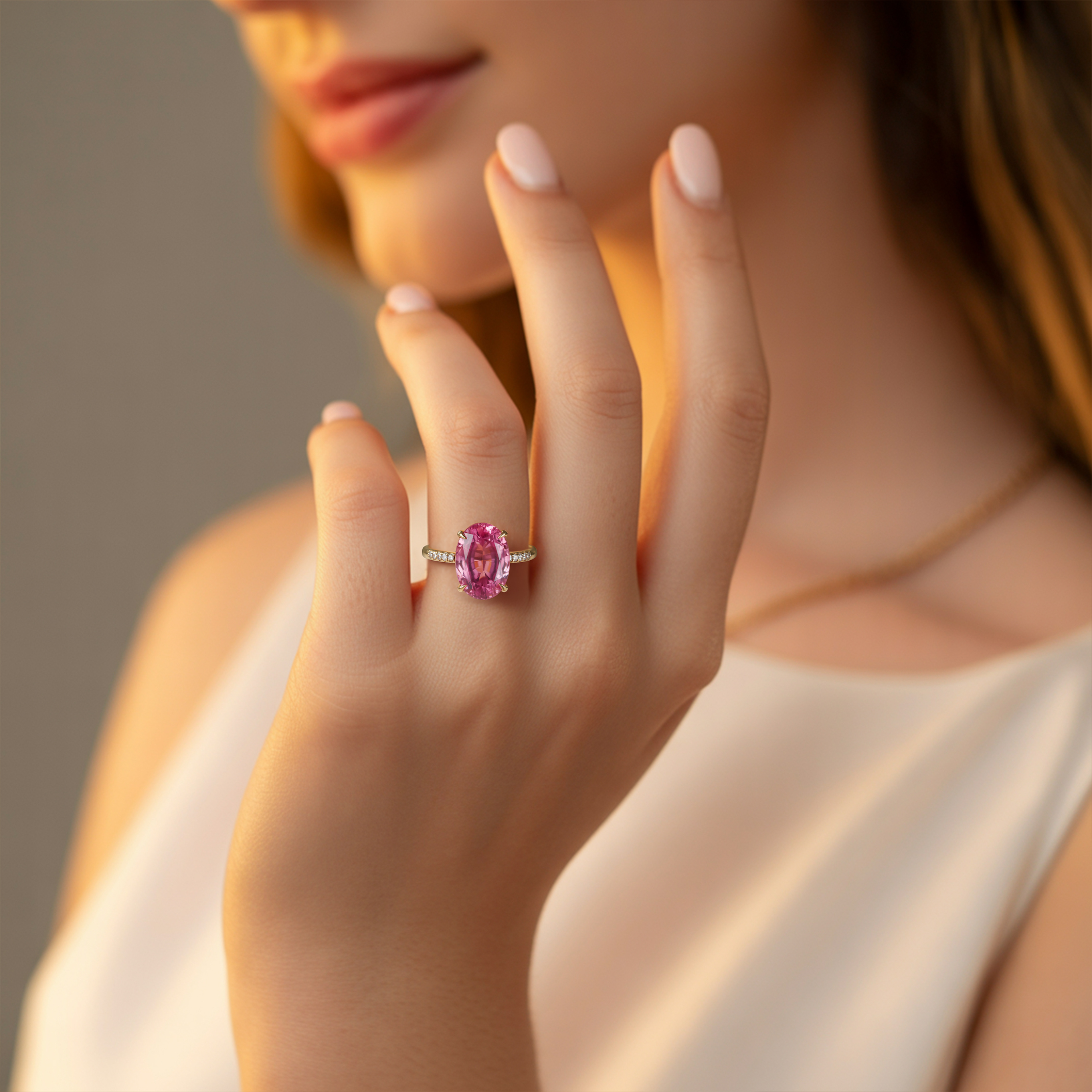 Der Opalin-Ring mit rosa Moissanit