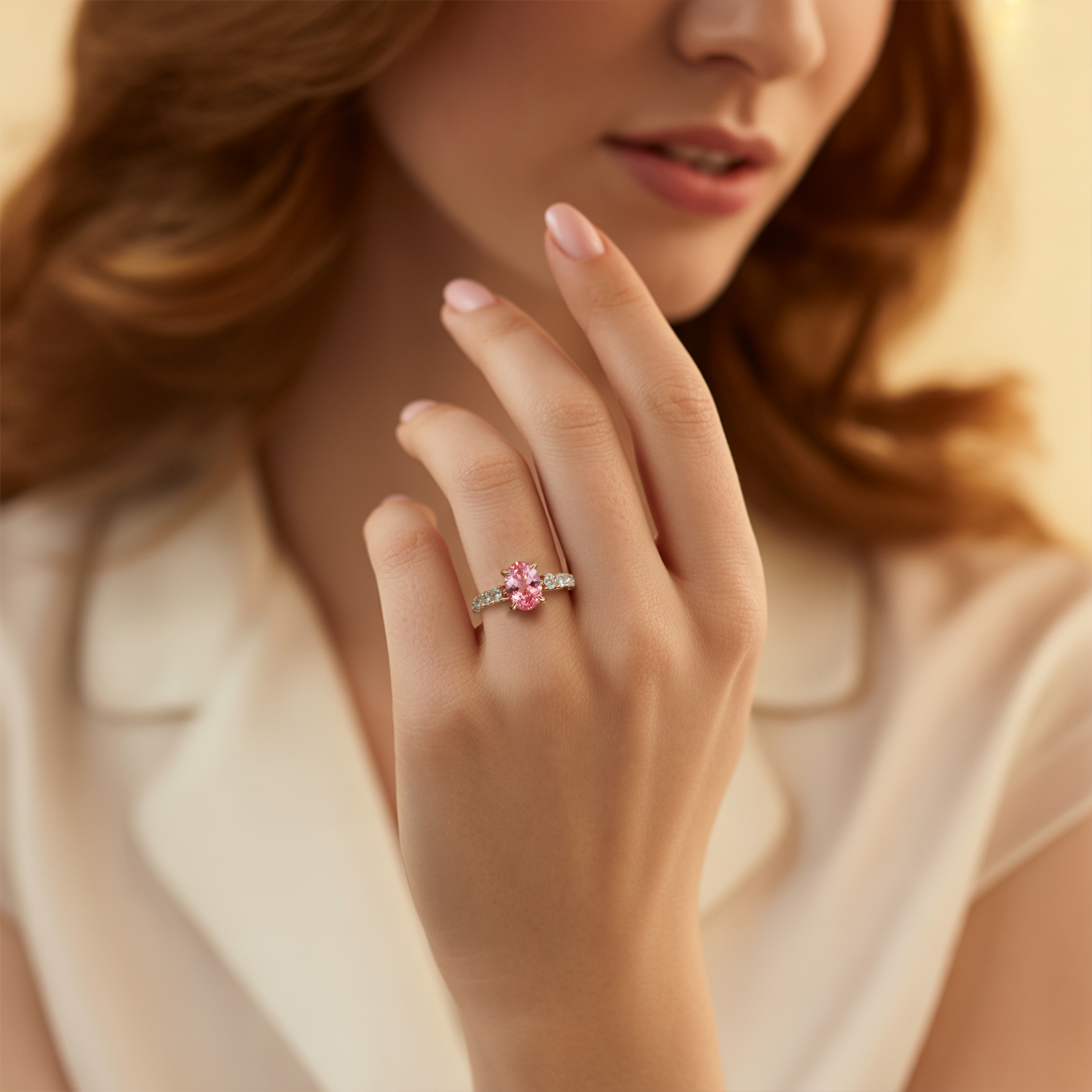 La Célestine - Bague Moissanite Rose