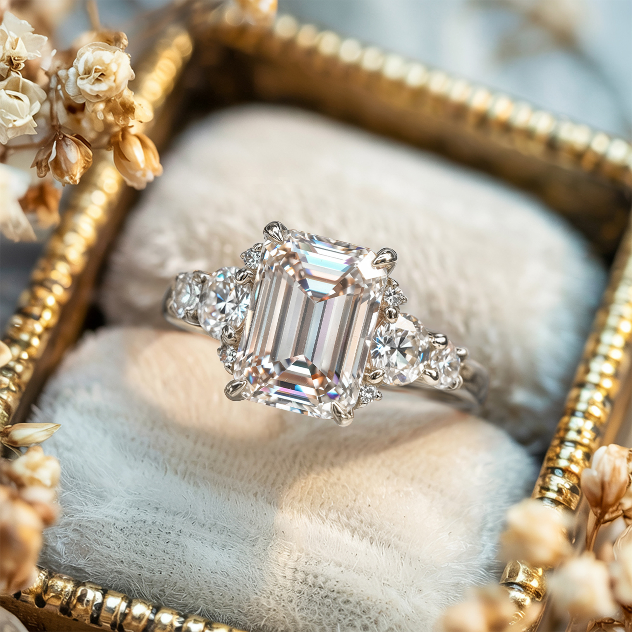 The Bella Jewel 1CT Emerald Cut Moissanite Ring