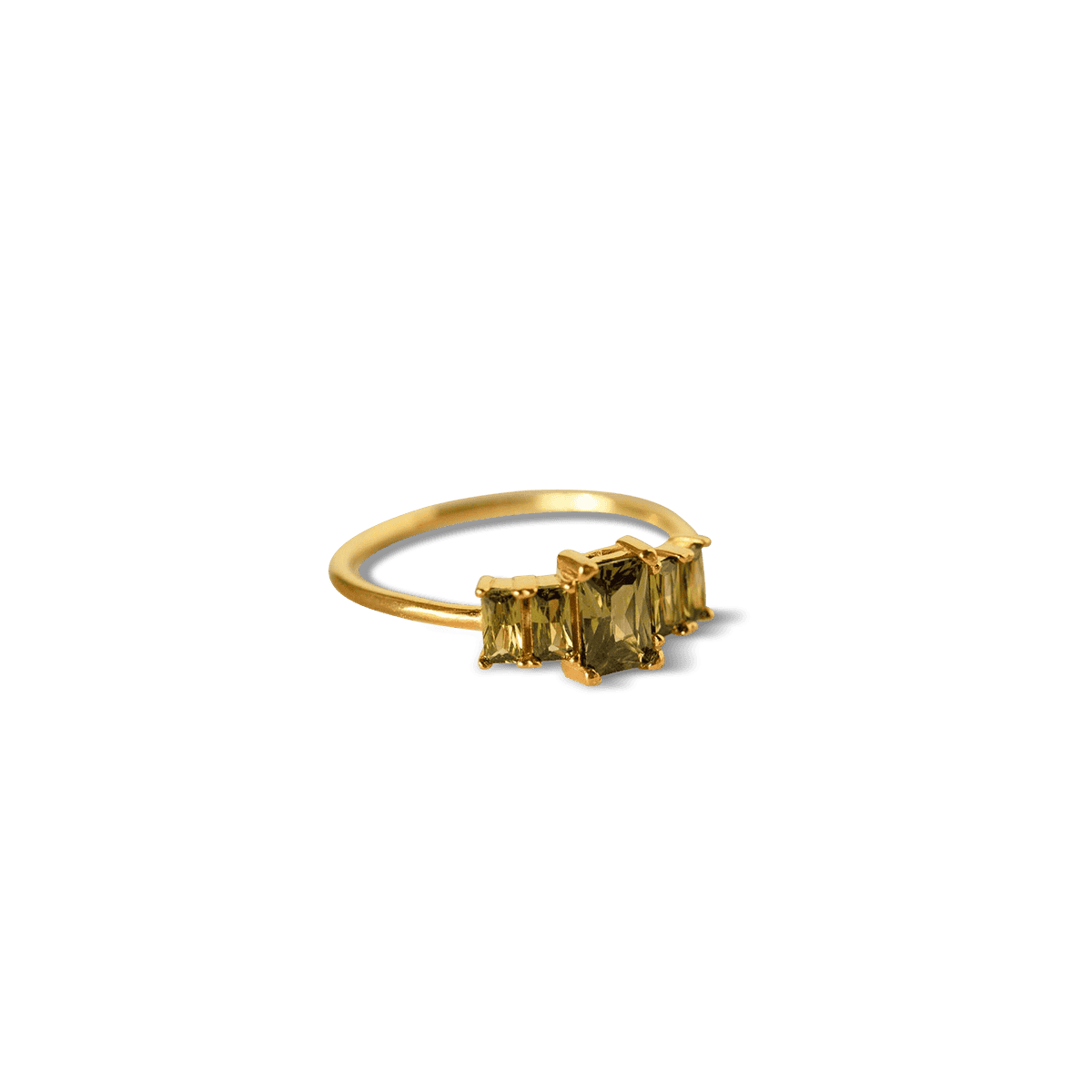 Personalized Emerald Cut Birthstone Ring - Stainless Steel