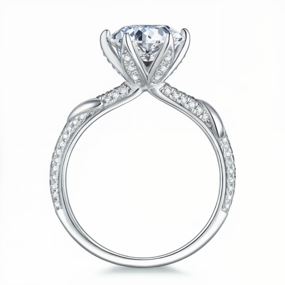 3CT Double Pavé Round Cut Lab Diamond Ring