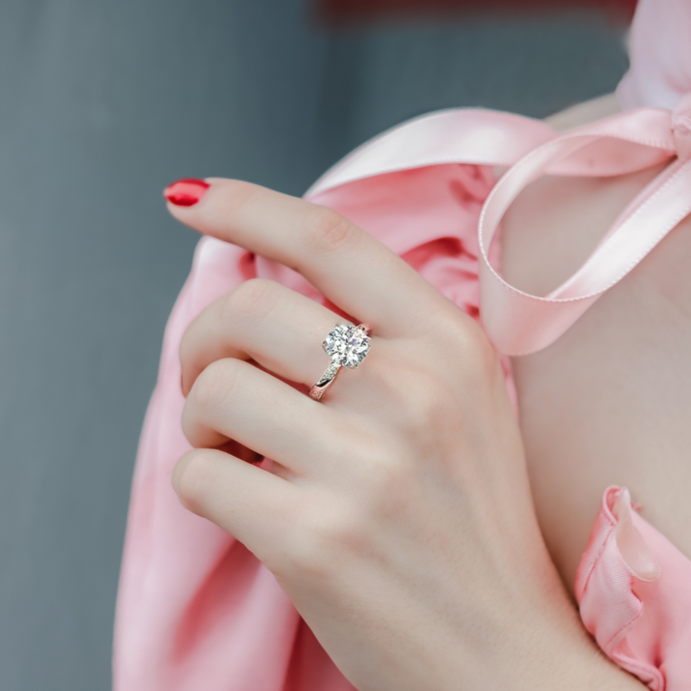 3CT Double Pavé Round Cut Lab Diamond Ring