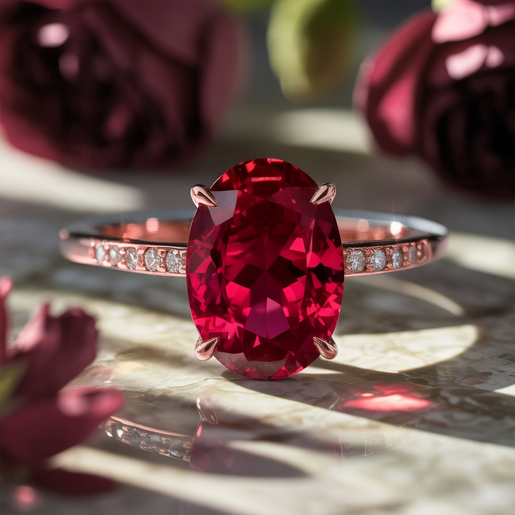Der Opalin-Rot-Moissanit-Ring