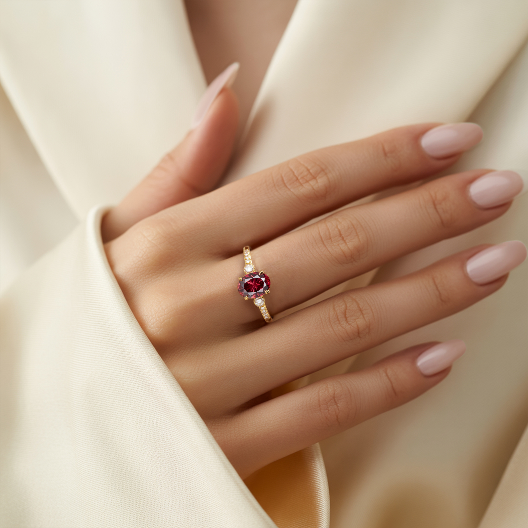 The Luna 2CT Oval Cut Red Moissanite Ring | To My Future Wife