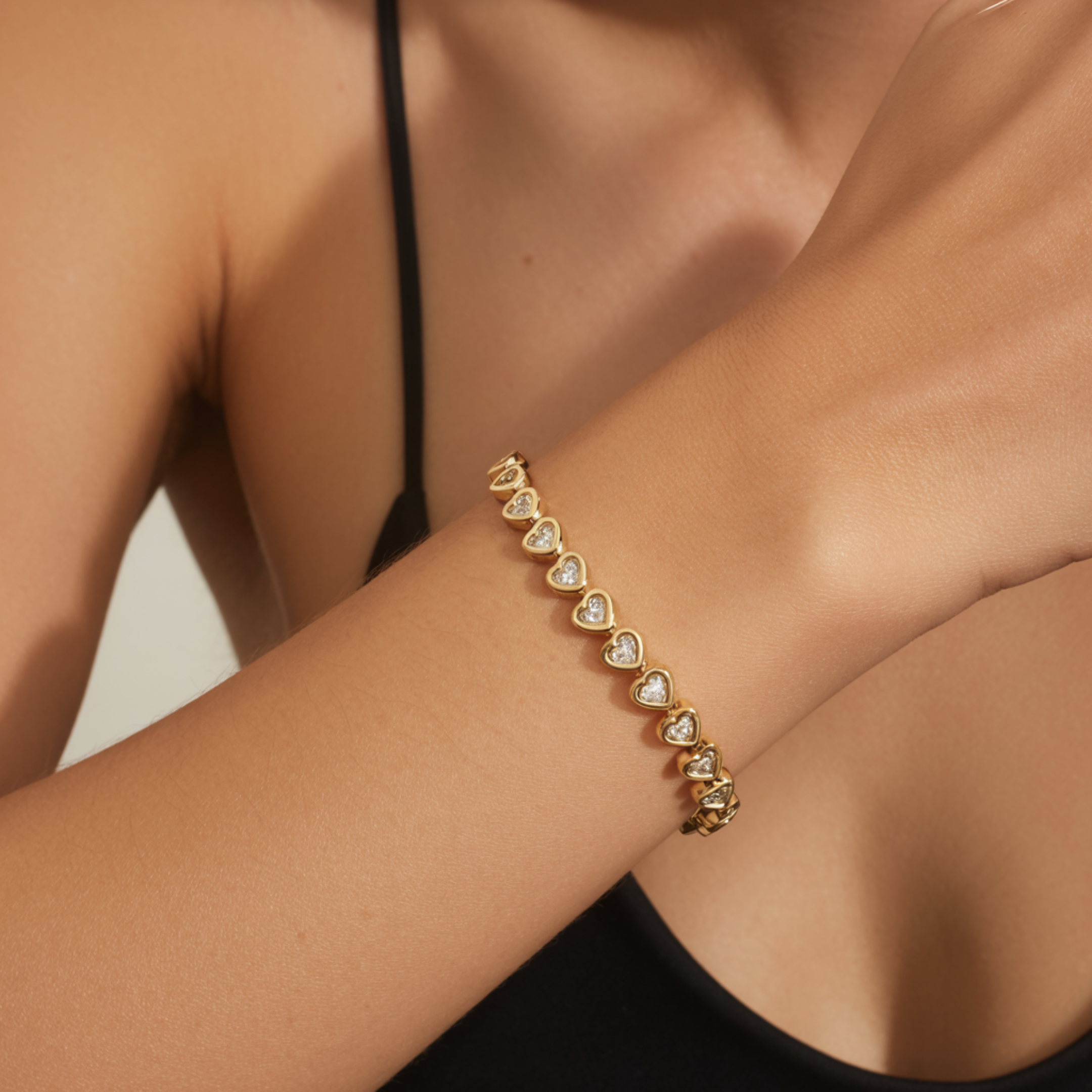 Gouden Tennis Hart Armband