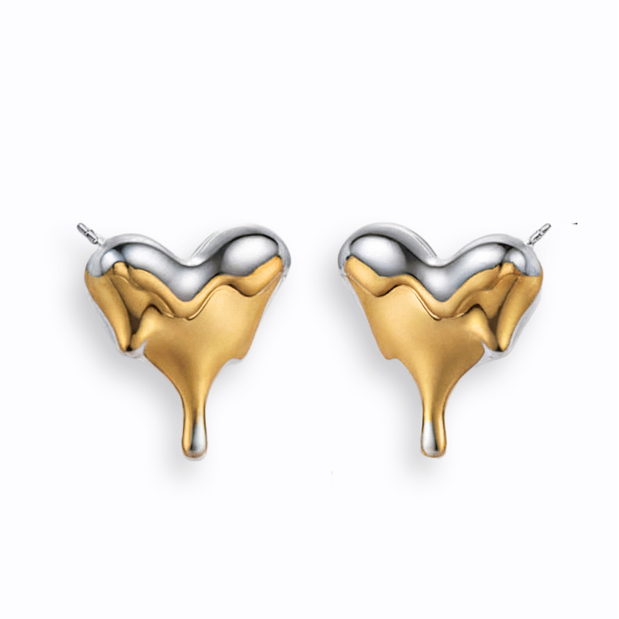 Melted Gold Heart Earrings