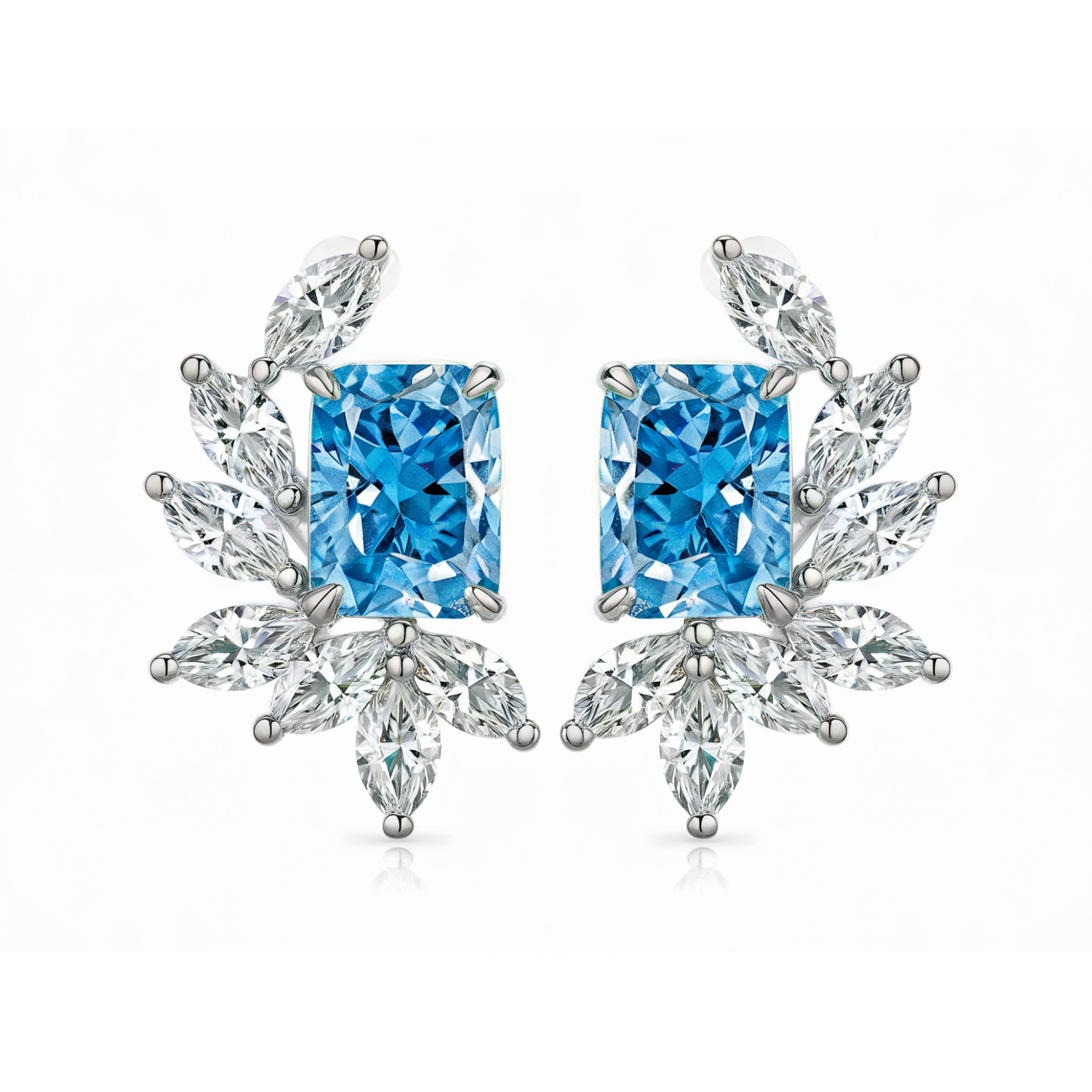 Blaue florale Diamantohrringe