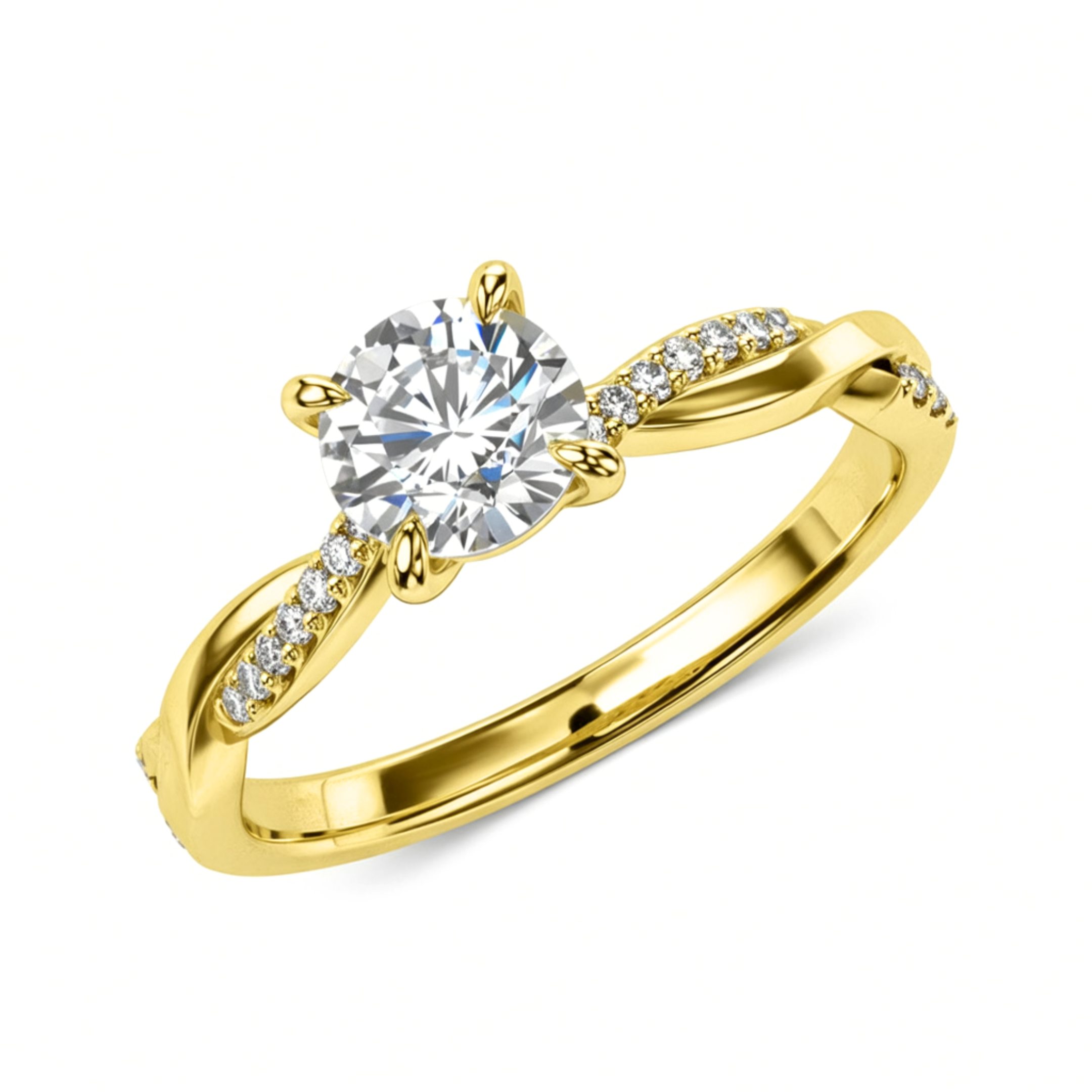 Gedraaide Band 1CT Ronde Moissaniet Ring