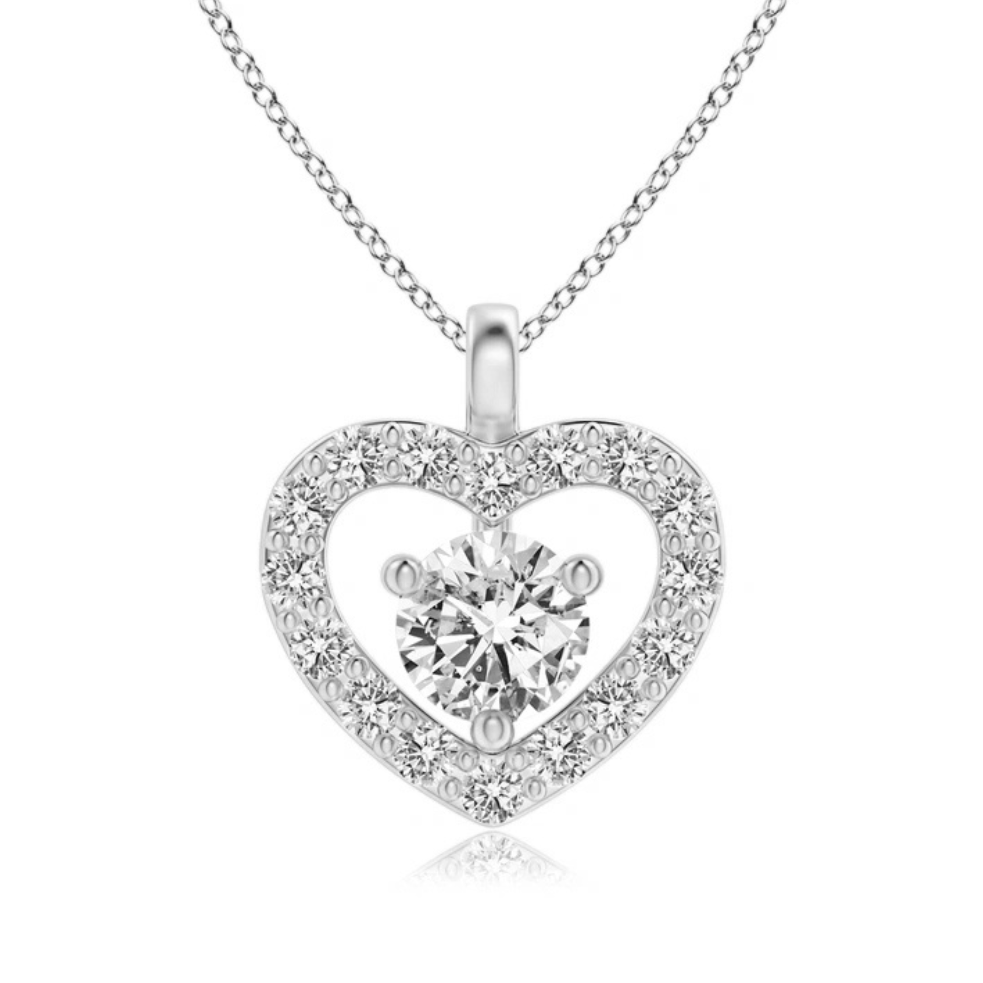 Open Hart Diamanten Ketting met Accenten
