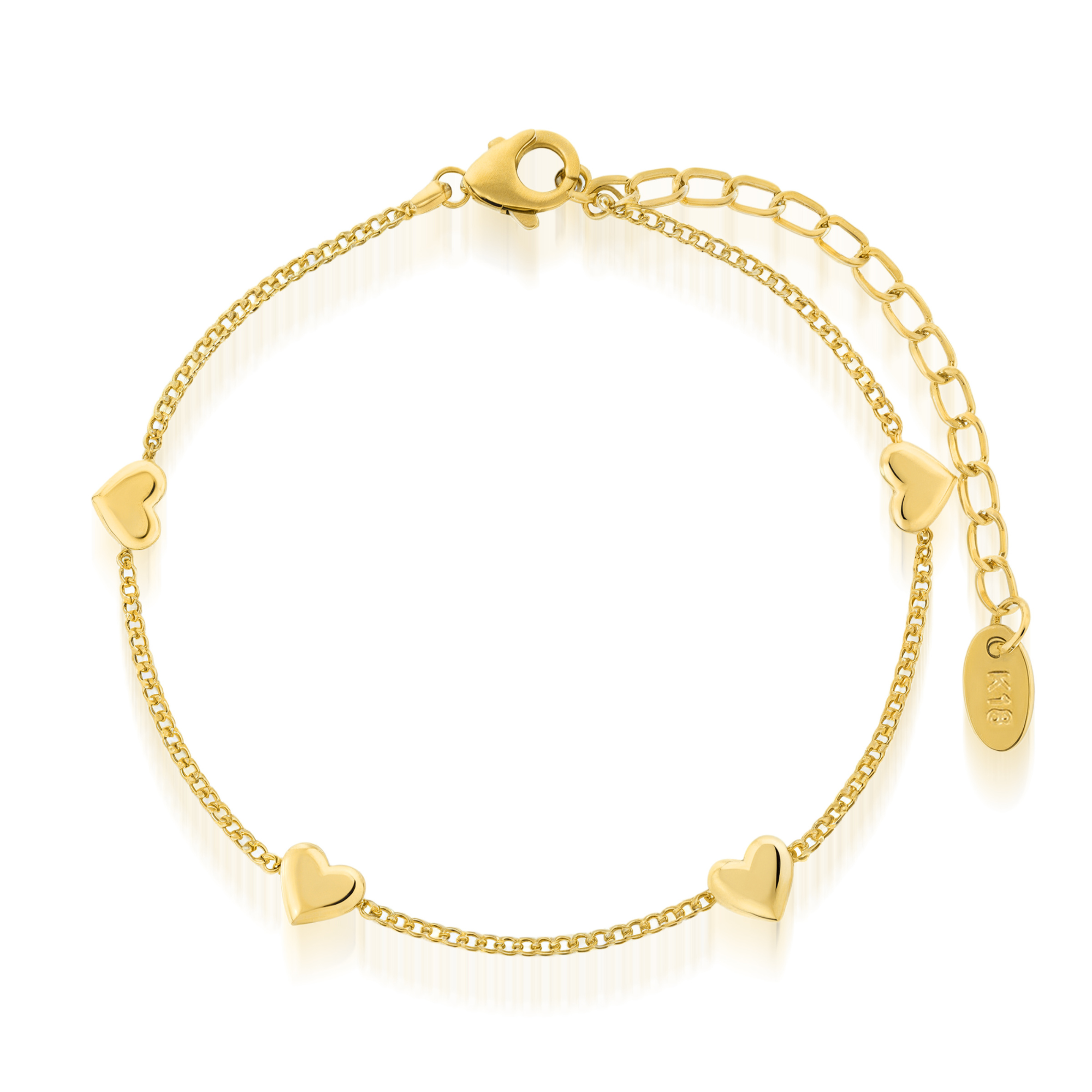 Gliederarmband mit vier Herzanhängern