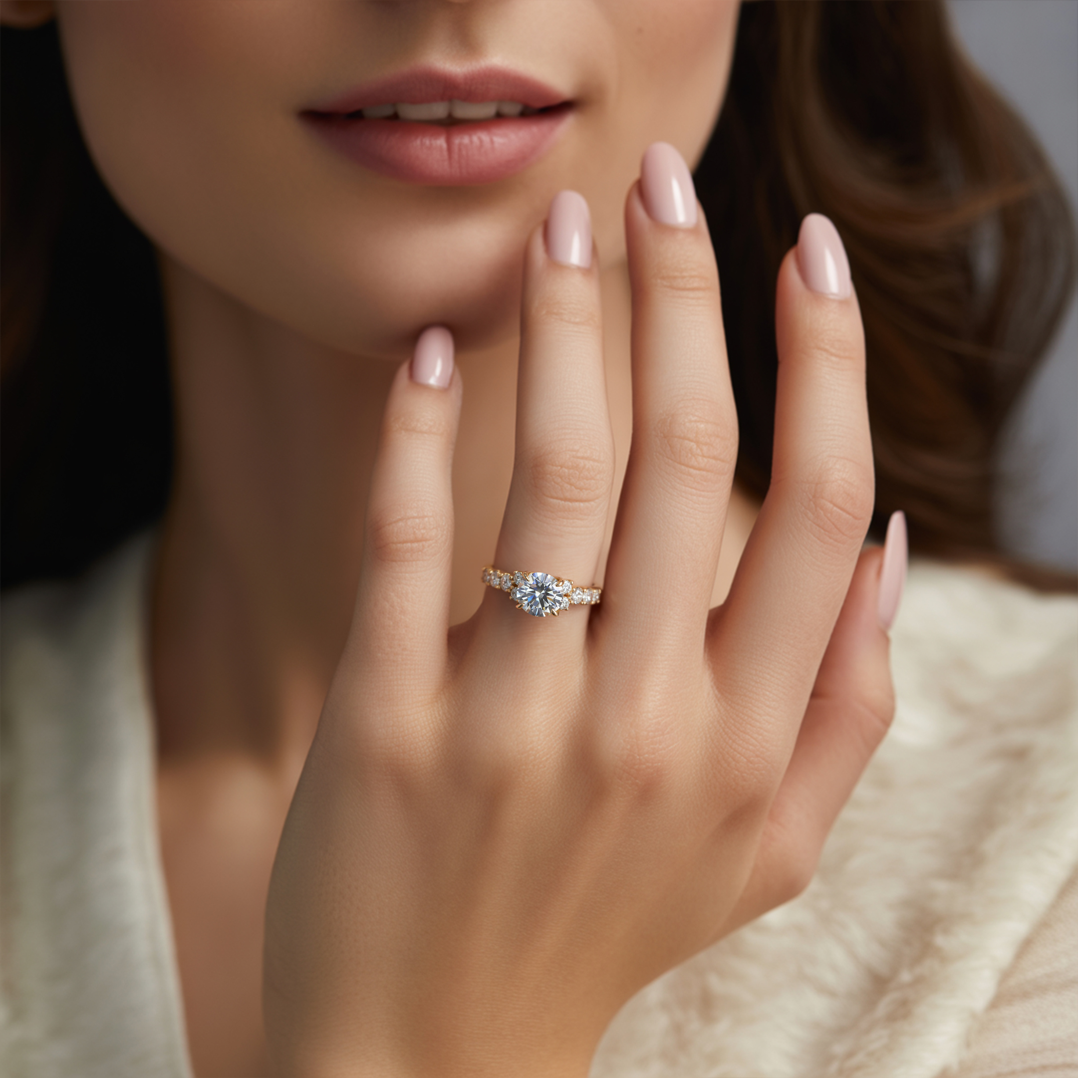 The Adelina Rae — Round Cut Moissanite Ring
