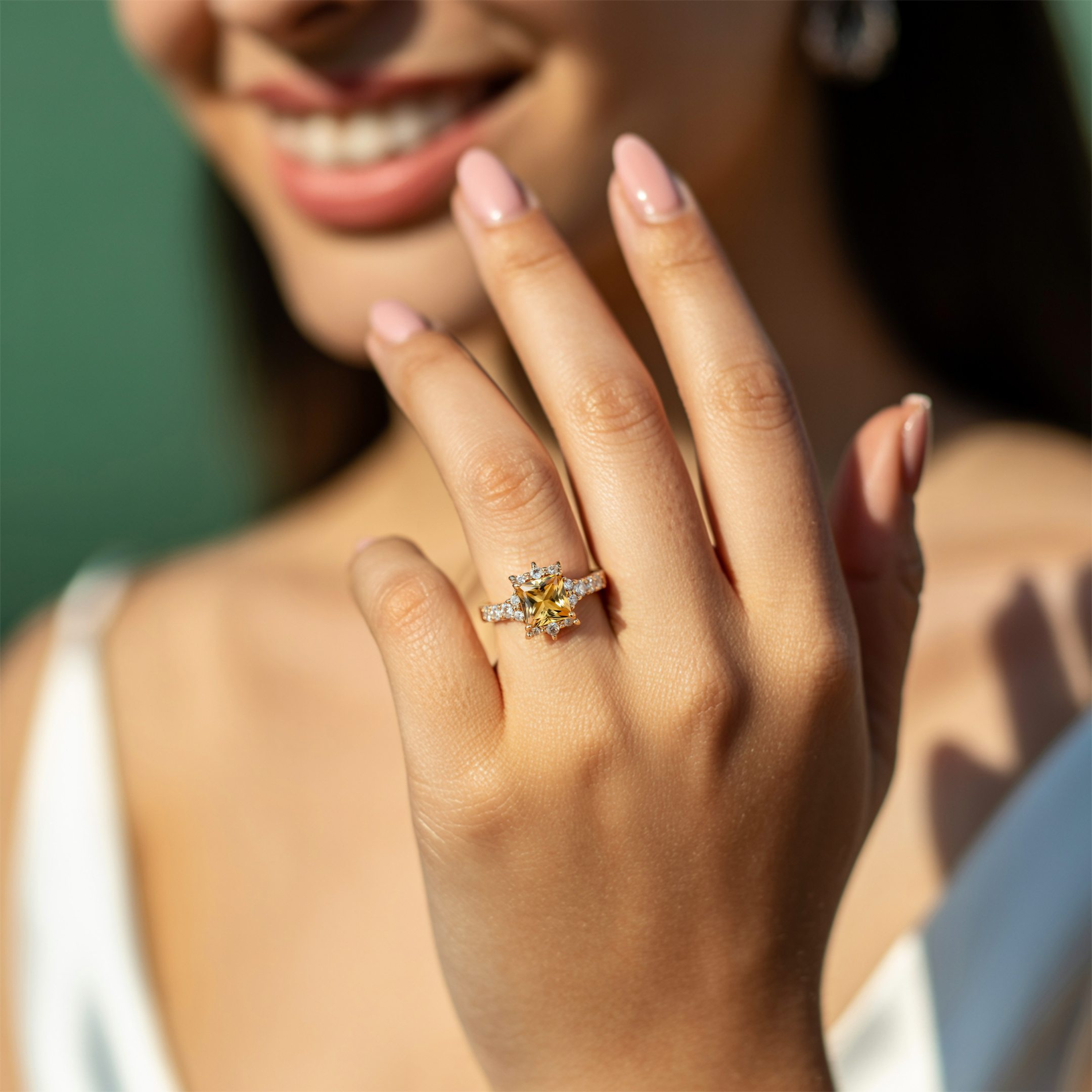 The Caterina 1CT Princess Cut Yellow Moissanite Ring