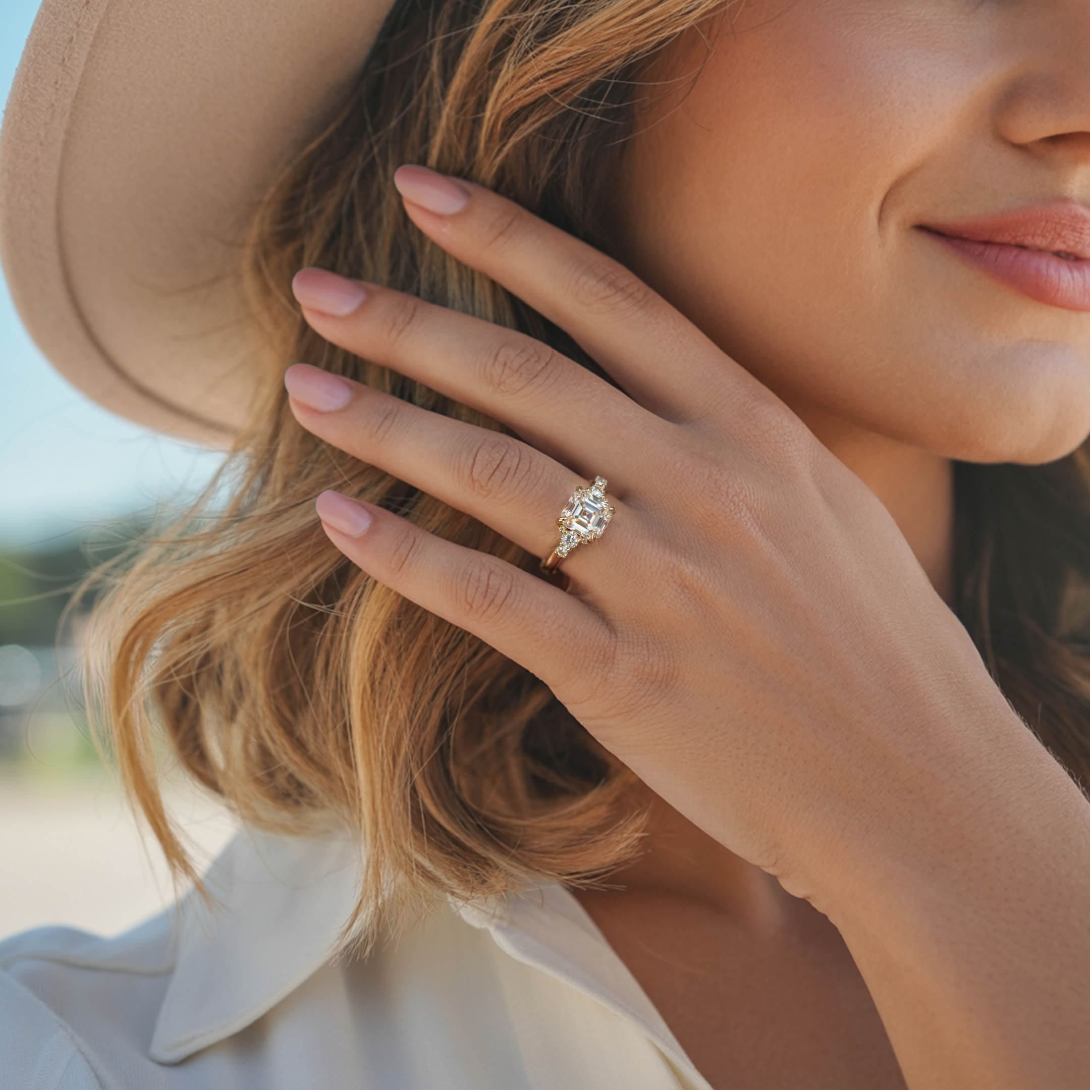 The Bella Jewel Asscher Cut Moissanite Ring
