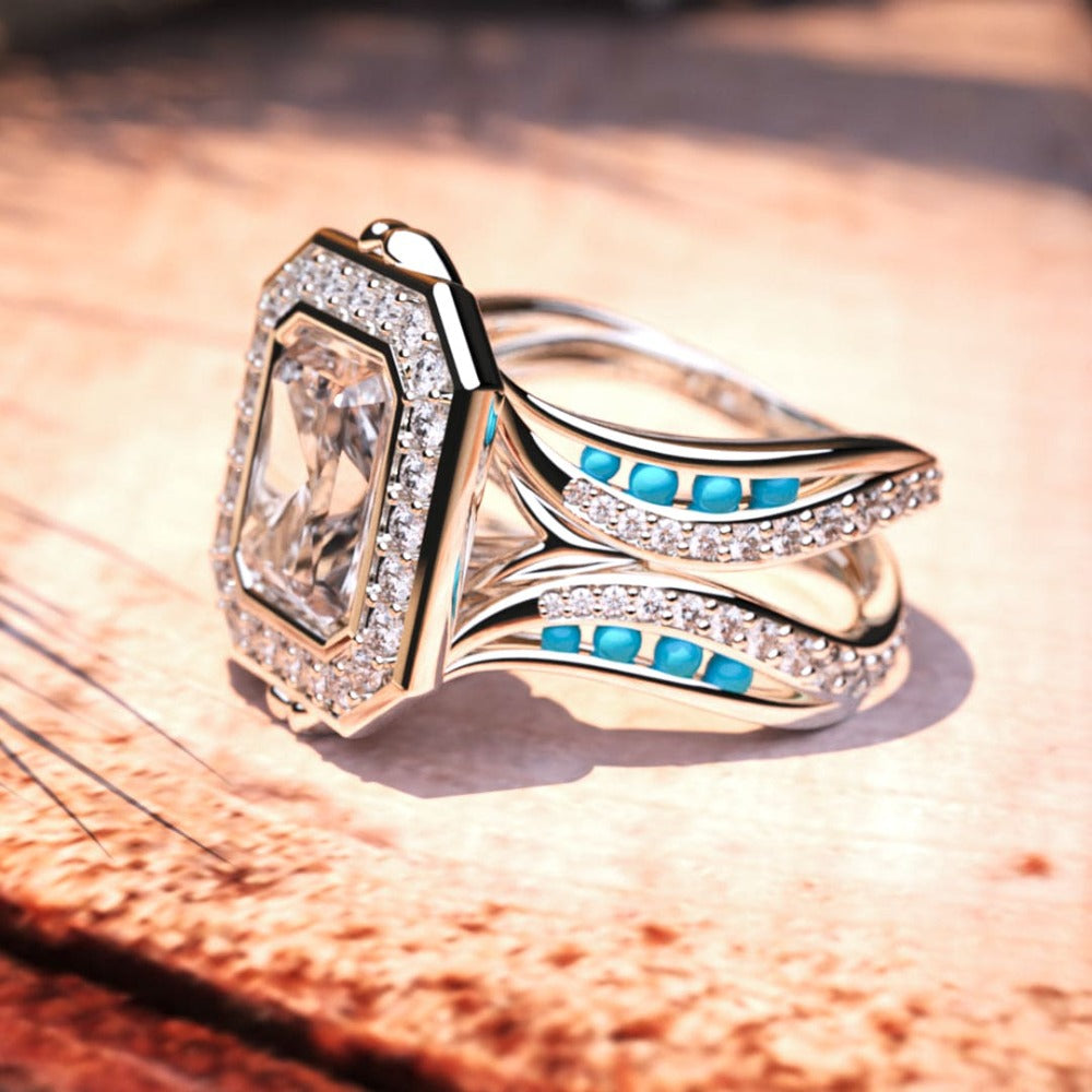 The Ocean's Crown: Ethischer Diamantring – S925 Sterling Silber