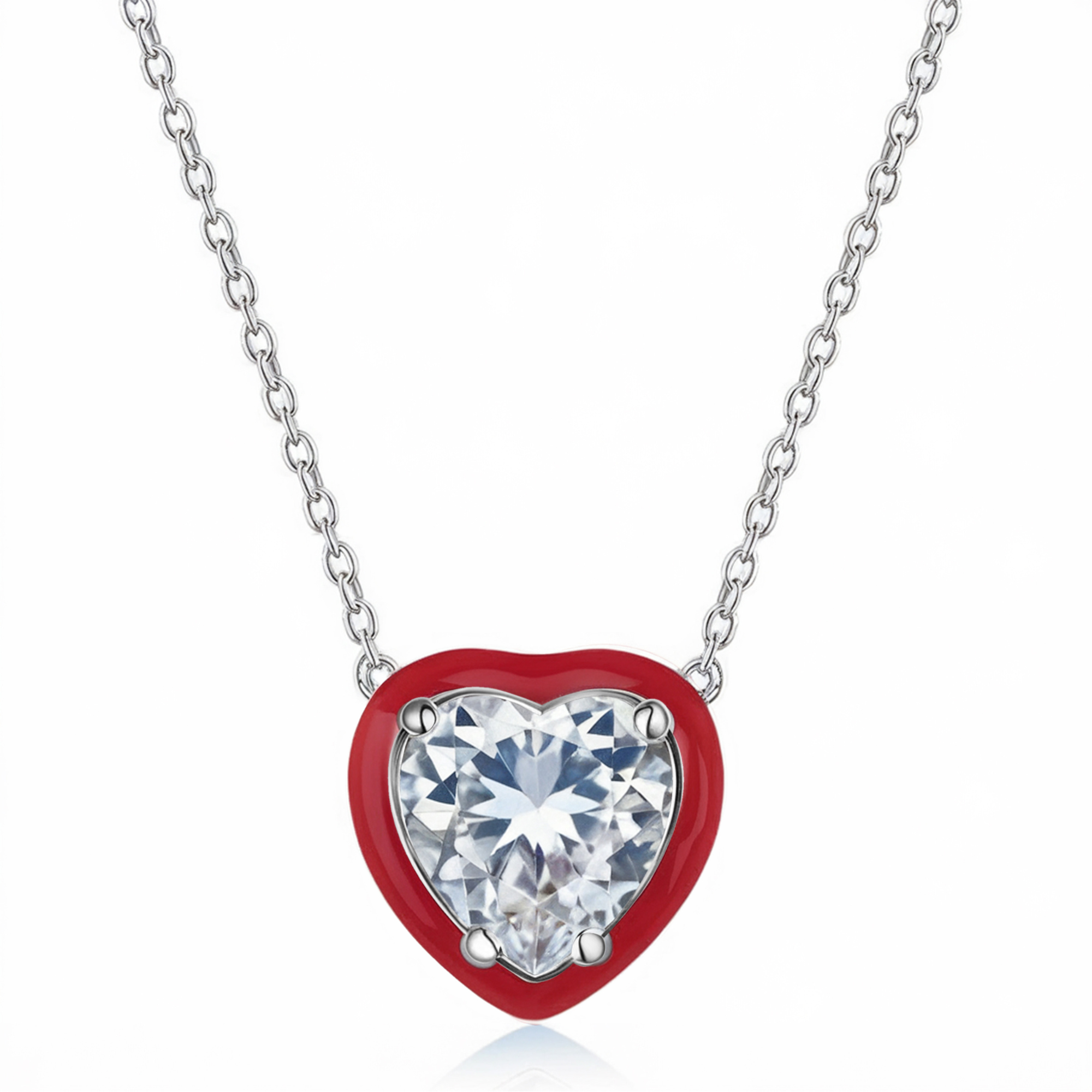 Collier Cœur Diamant Rose