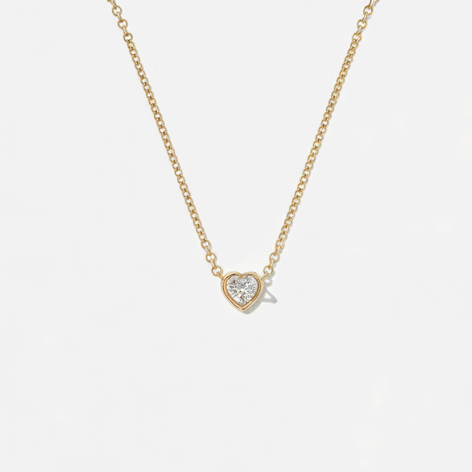 Bezel Solitaire Mini Hart Ketting