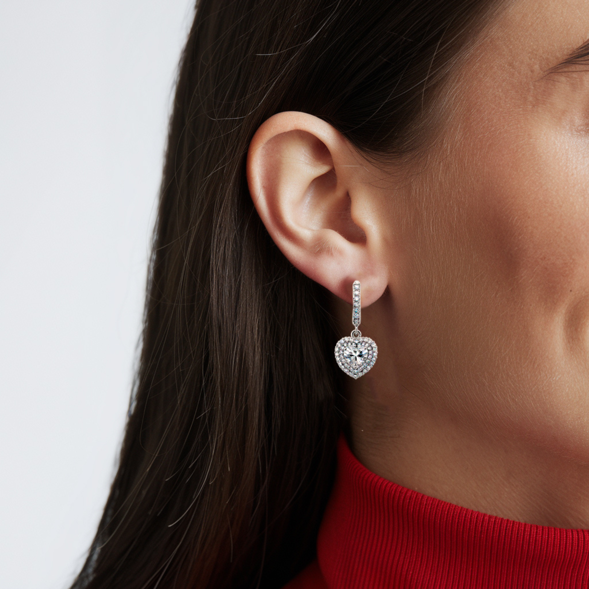Elegante Diamant-Herz-Tropfenohrringe