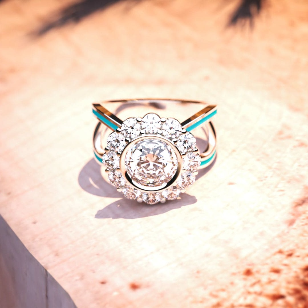Ocean's Bloom: Diamant-Cluster-Ring - S925 Sterling Silber